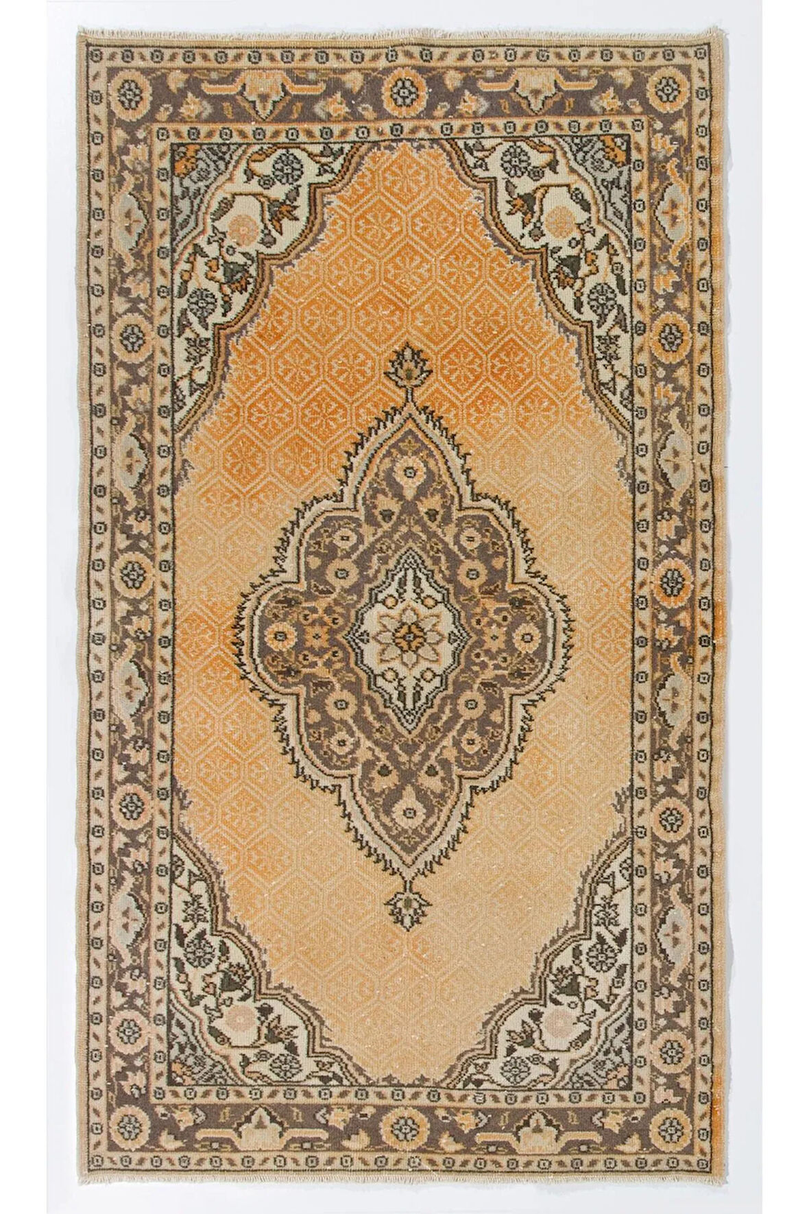122x214 cm Eski El Yapımı Türk Uşak Halısı