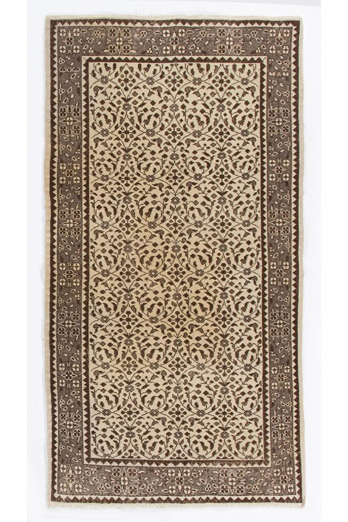 112x210 cm El Düğümlü Eski Çiçekli Uşak Halı. Ofis ve Ev Dekorasyonu için idealdir, Dekoratif Halı