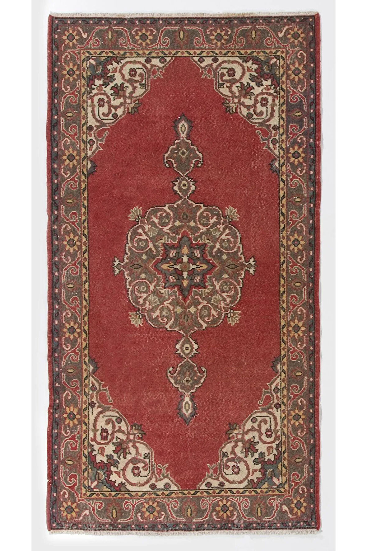 120x223 cm Eski Türk Halısı, Ev ve Ofis için Geleneksel El Yapımı Yün Halı