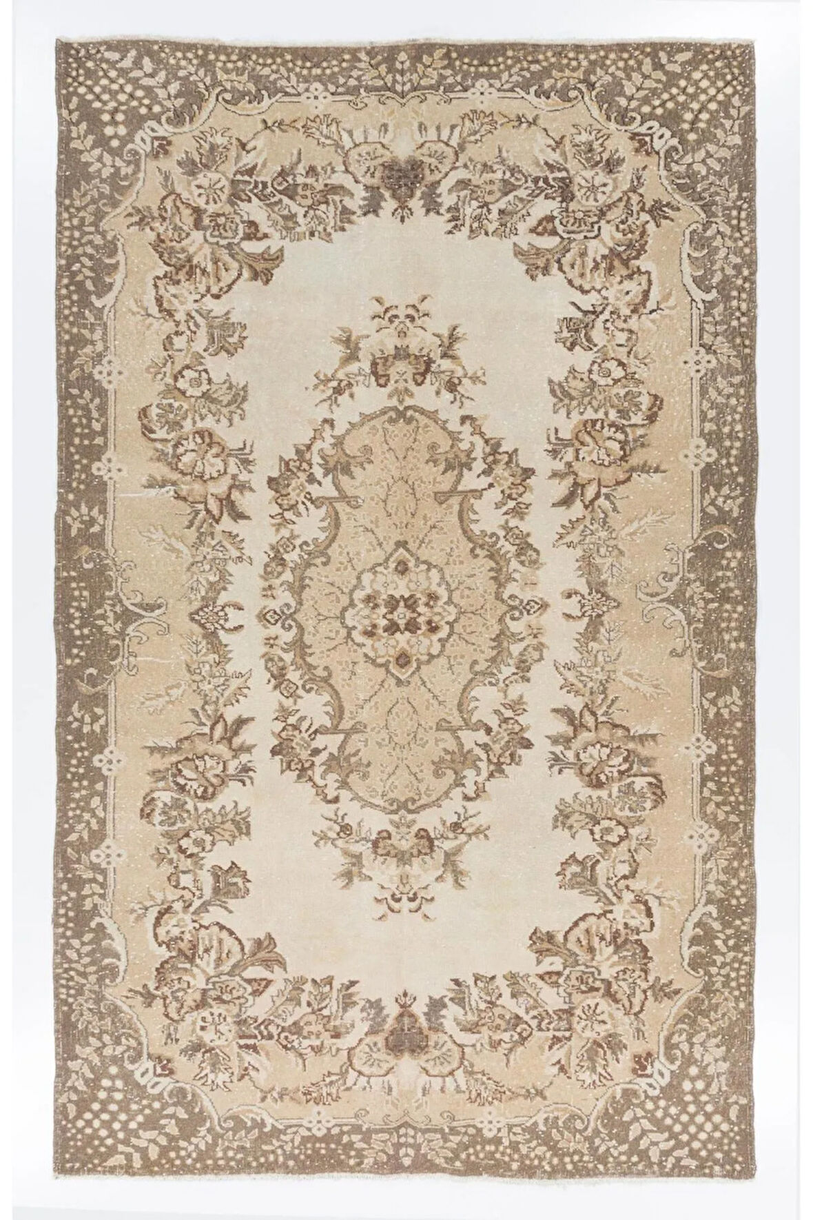 200x325 cm El Yapımı Uşak Türk Halısı, Eski Madalyon Tasarımlı Halı