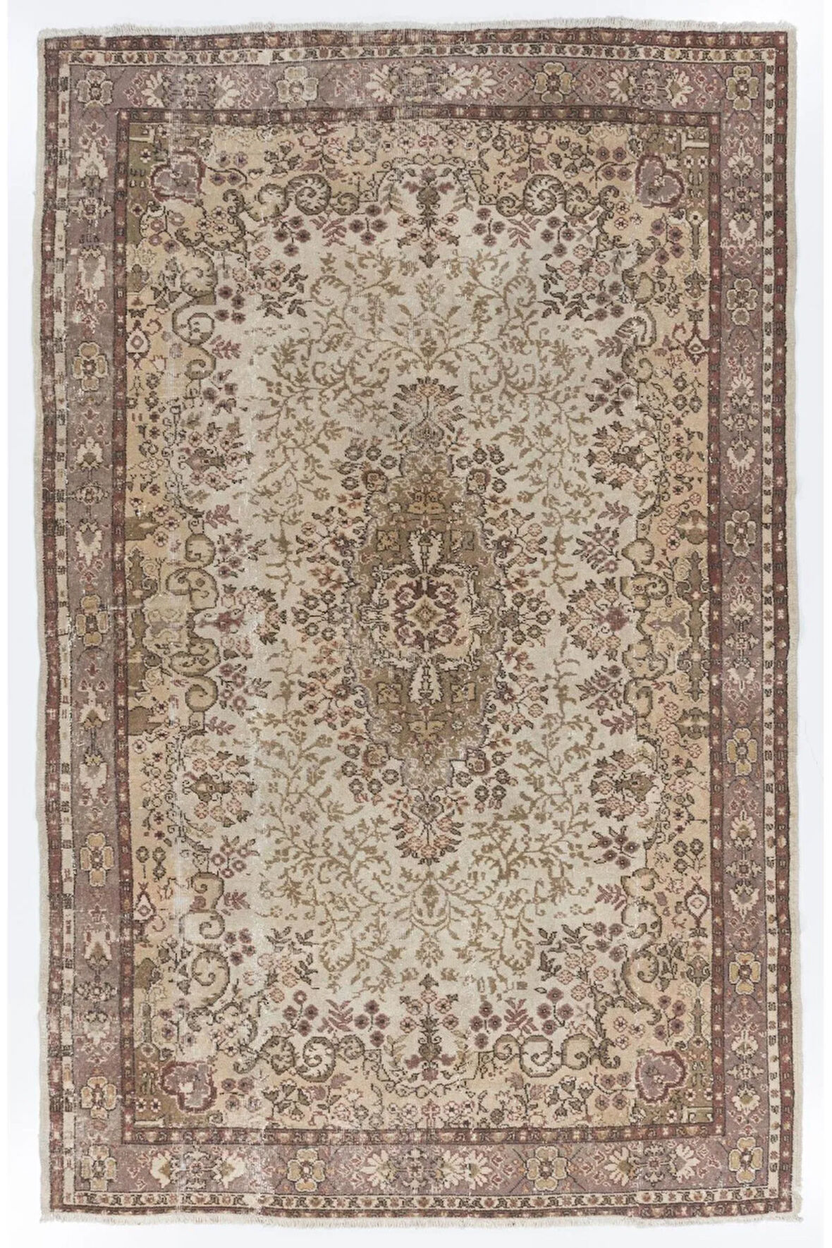 204x314 cm Eşsiz El Yapımı Eski Anadolu Uşak Halısı. El Dokuma Yün Halı