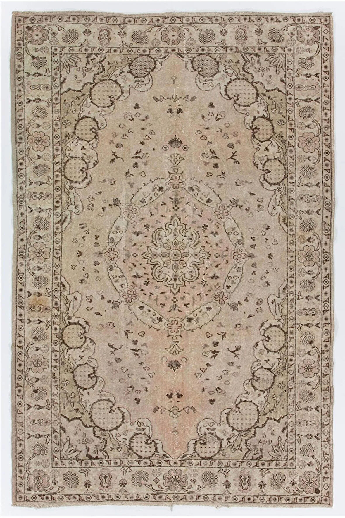 172x262 cm Nötr Tonlarda Eşsiz El Yapımı Türk Yünü Alan Halısı