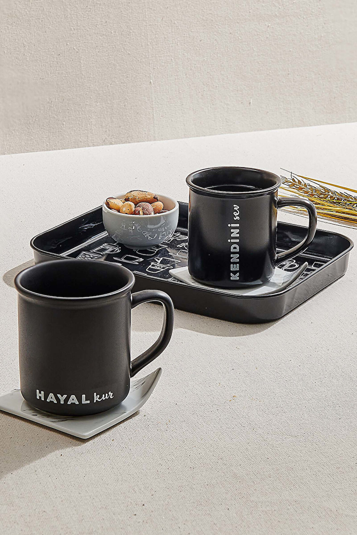 "Hayal Kur" Siyah Beyaz Seramik Kupa