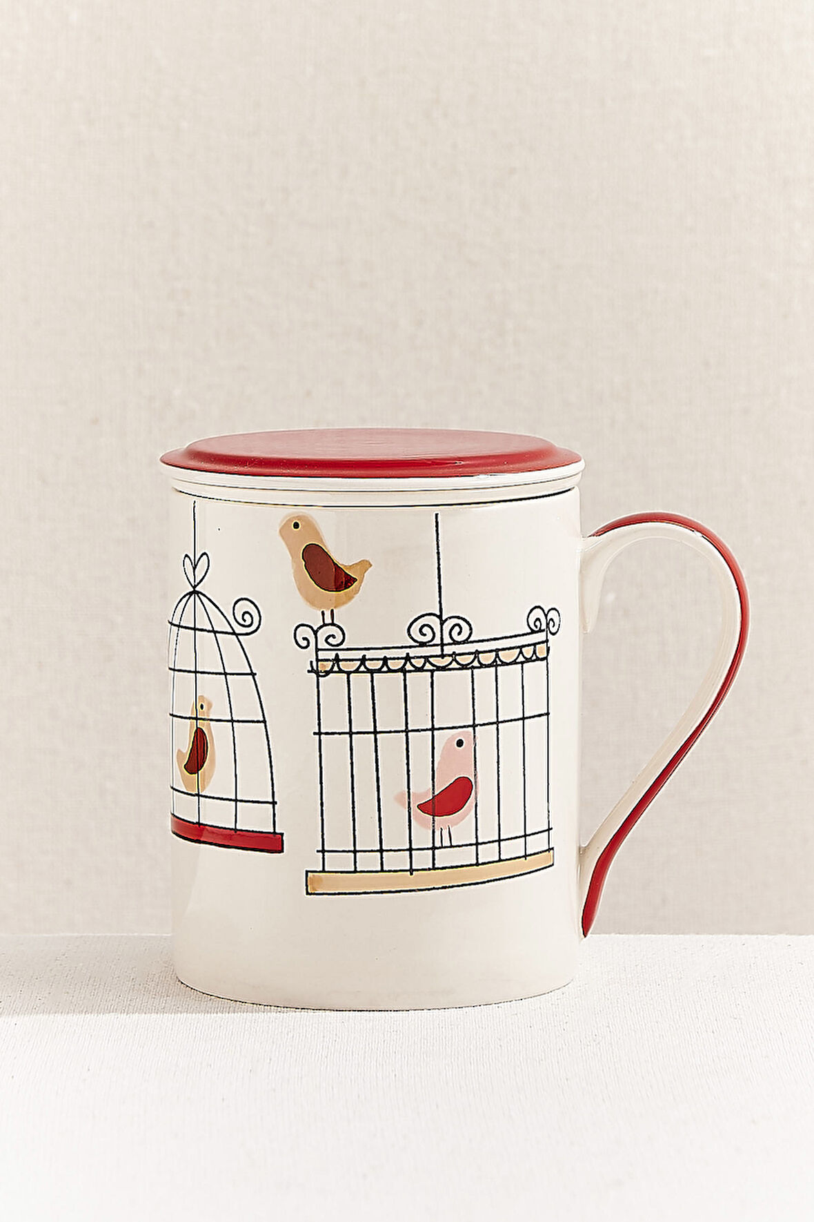 Fantasy Seramik Kapaklı Kupa Kırmızı