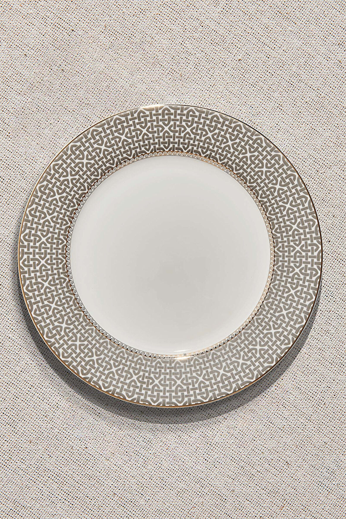 Kahve Link Porselen Yemek Tabağı Krem Kahve