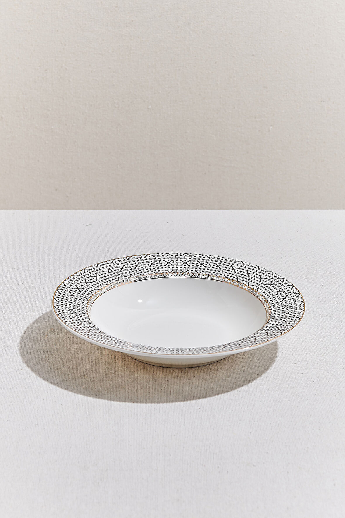 Kahve Link Porselen Çukur Tabak Krem Kahve