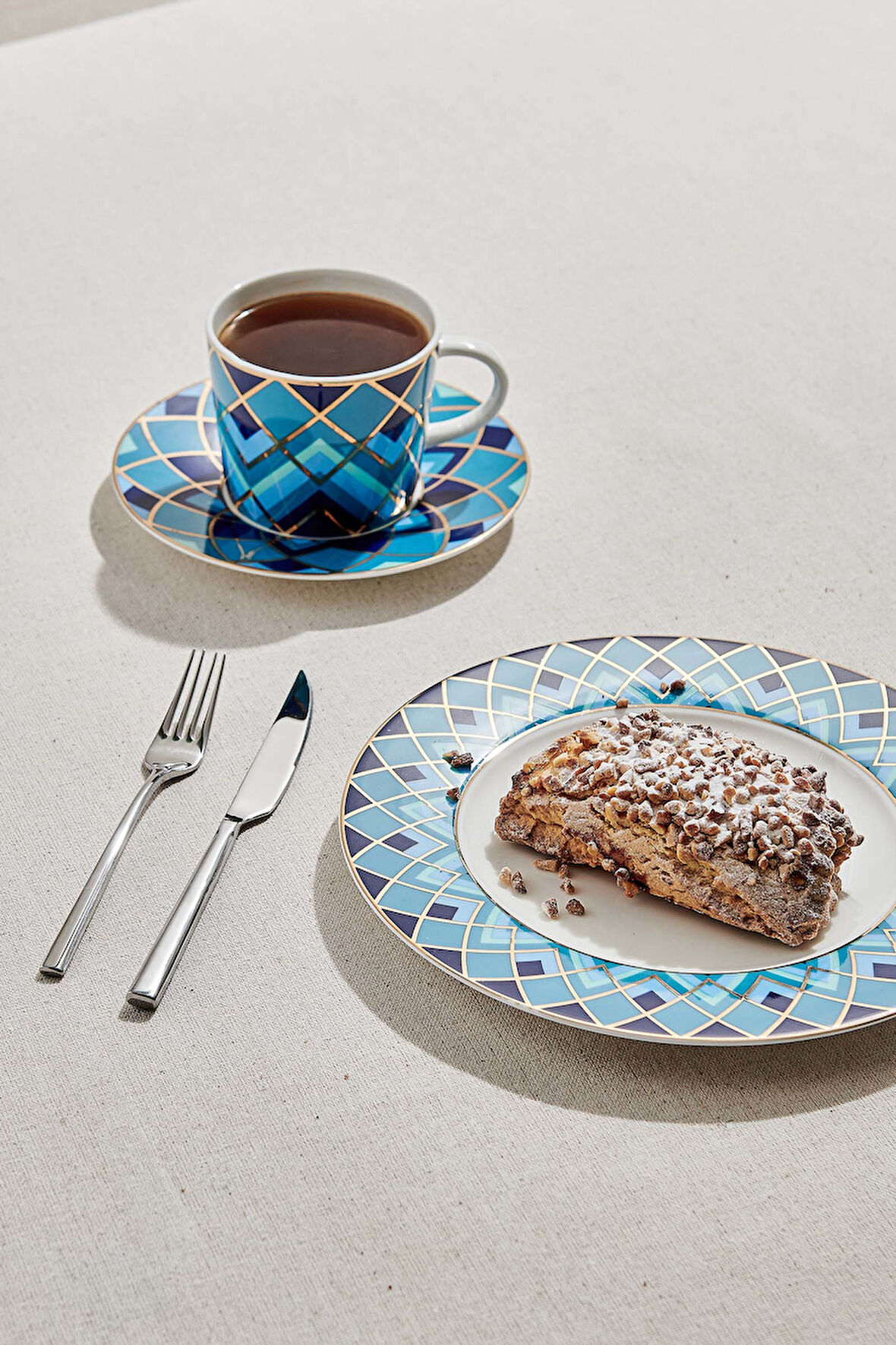 Atlantic Porselen Pasta Tabağı Mavi Beyaz