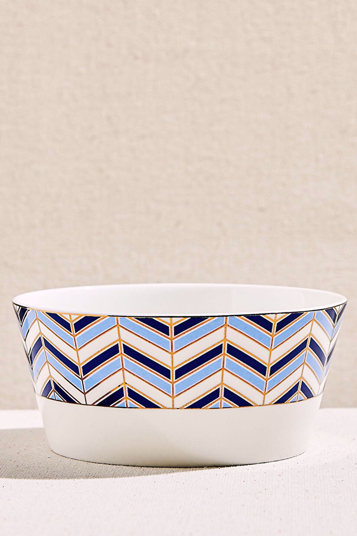 Mavi Beyaz Nautical Porselen Salata Kase