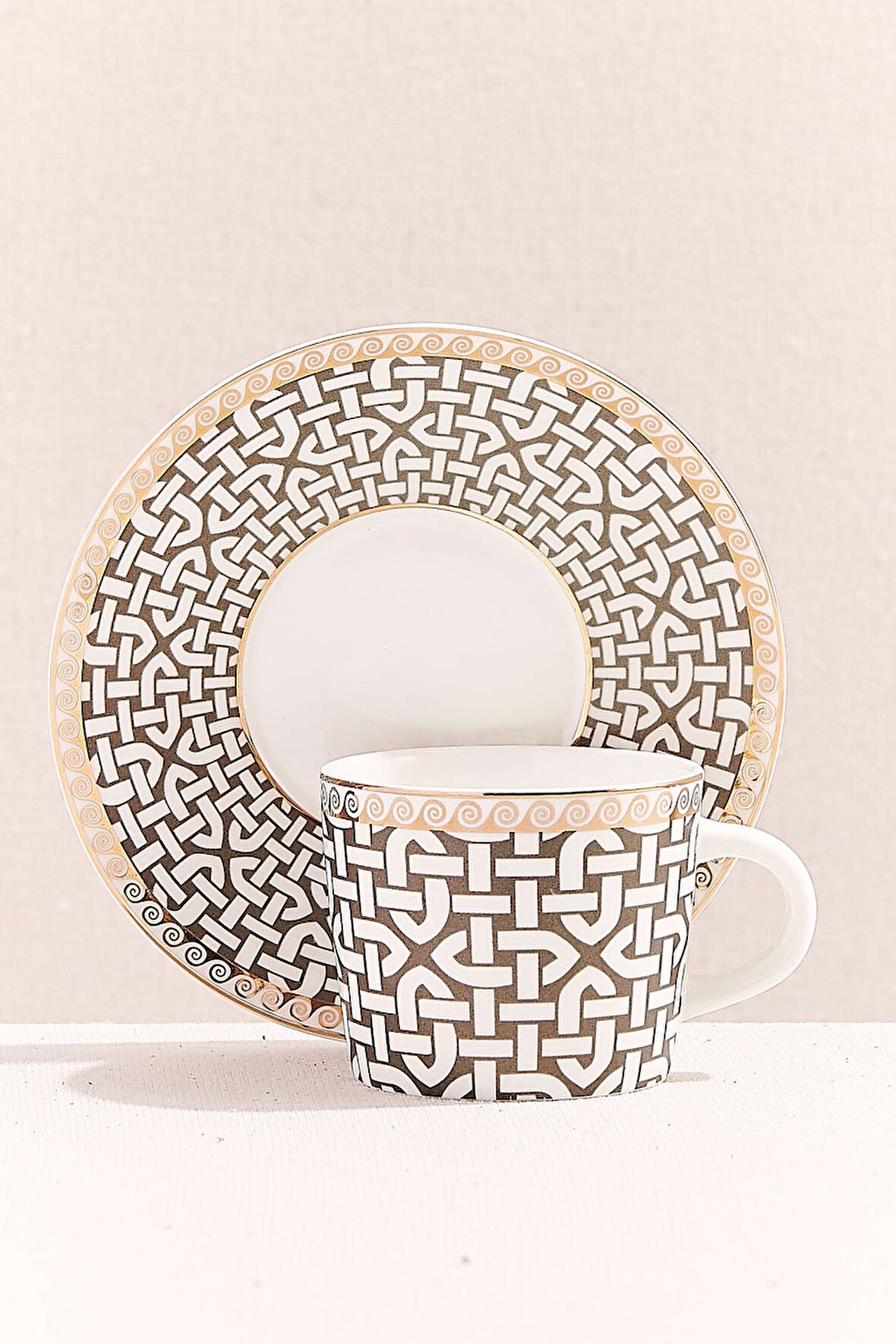 Kahve Link Porselen Espresso Fincanı Krem Kahve