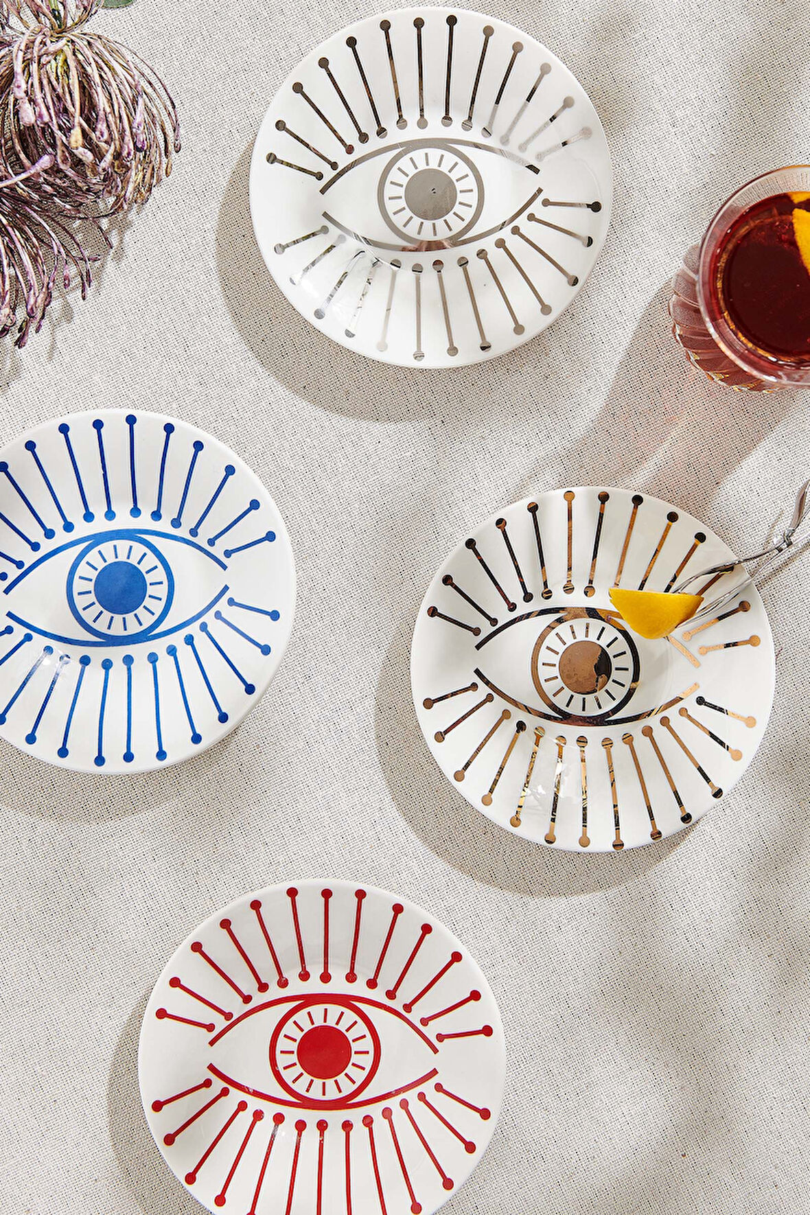 Göz Porselen Çay Tabağı Mavi