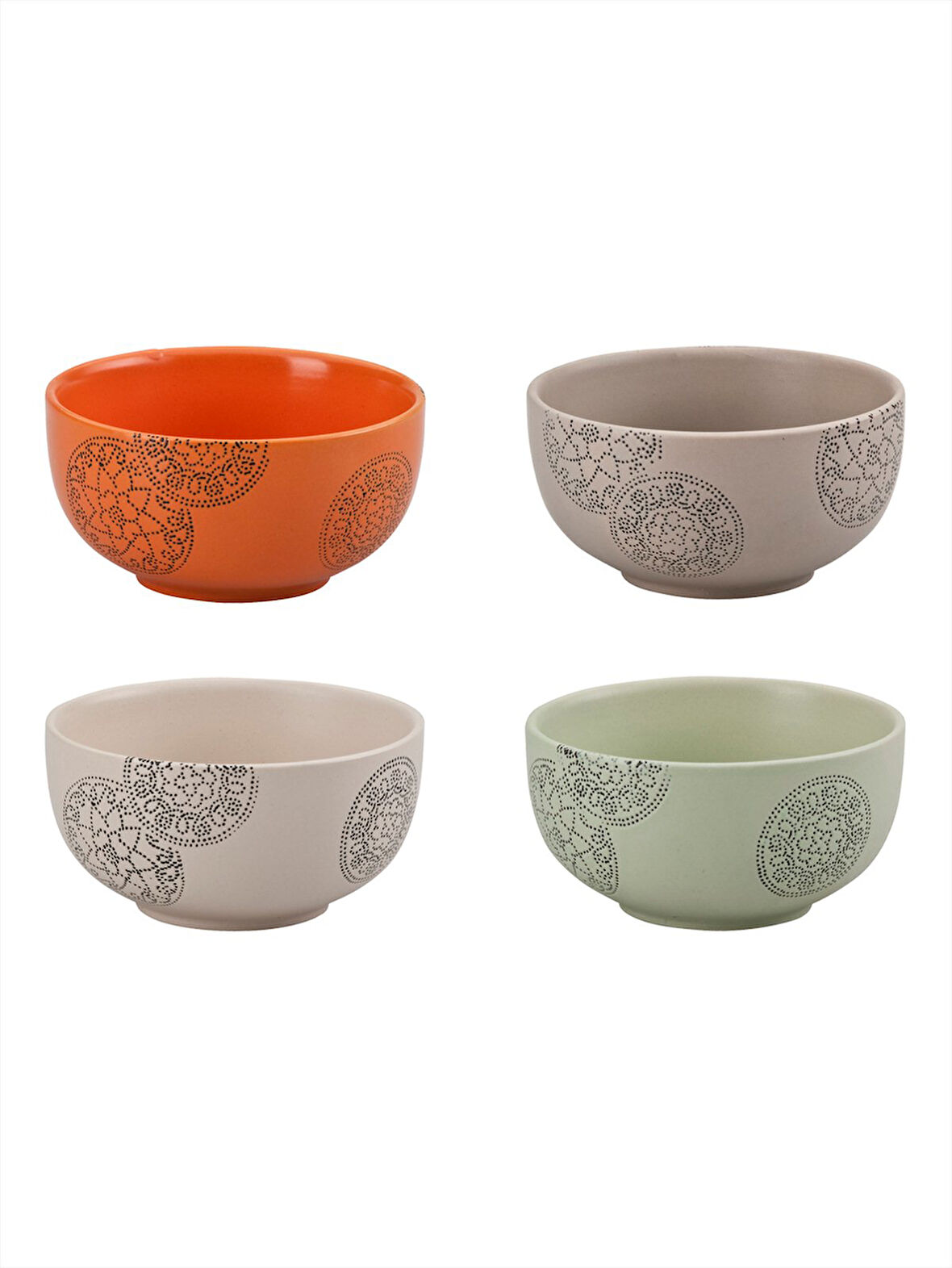 Mühür Seramik 4'lü Kase Seti Renkli