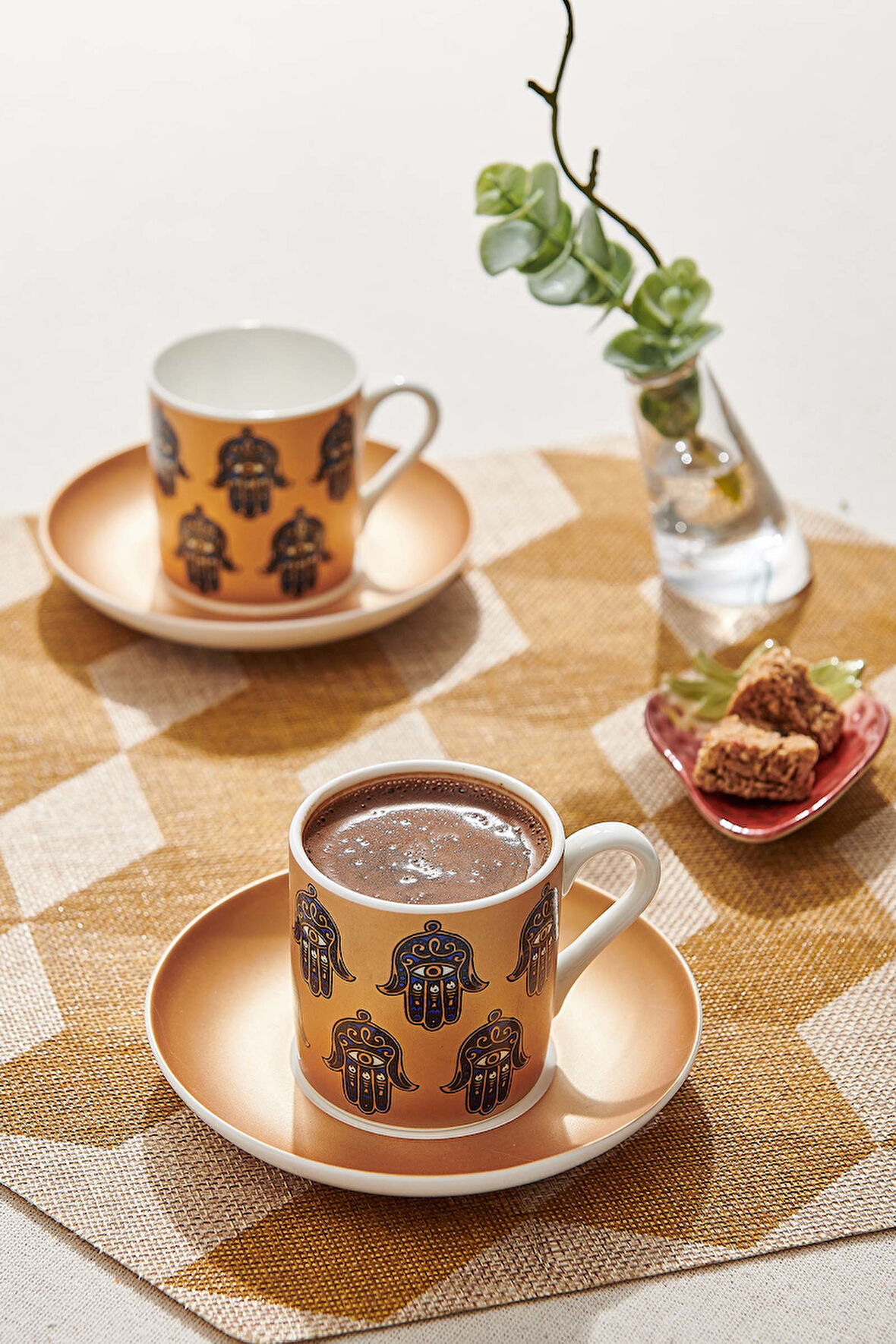 Fatima 2 Porselen Fincan Seti 2'li Mavi