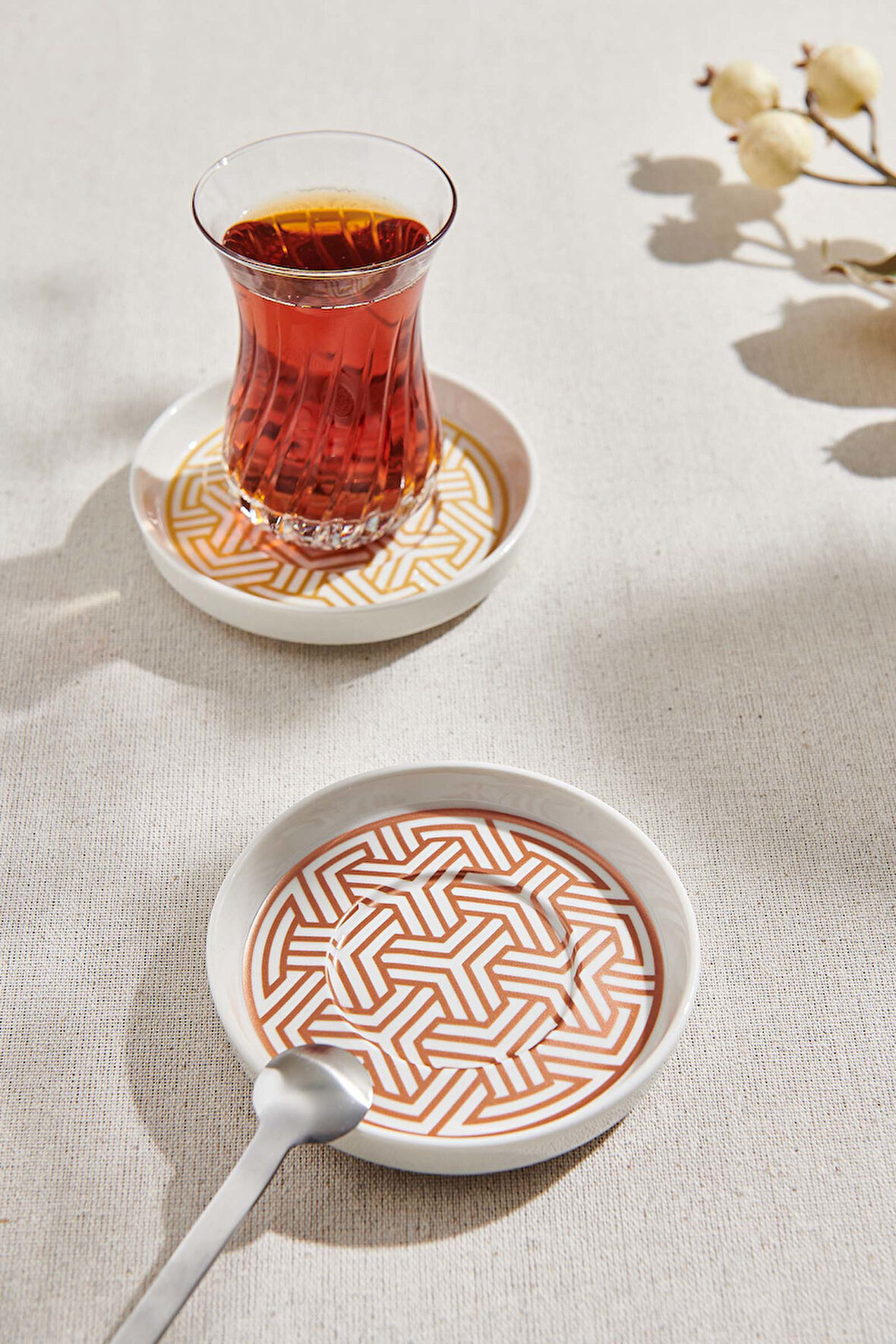 Bakır Geo Porselen Çay Tabağı