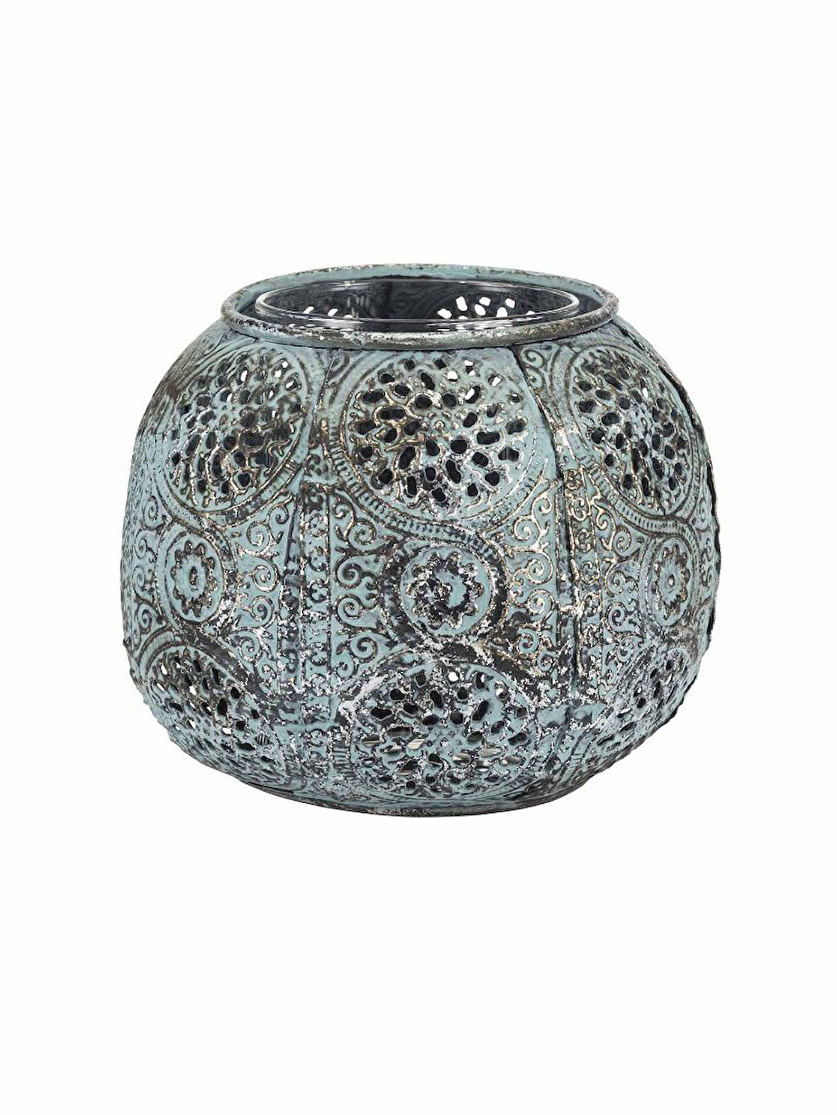 Ajur Metal Tealight Mumluk S Turkuaz