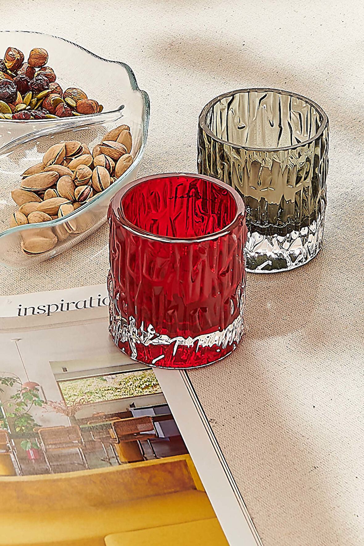 Kabuk Tealight Mumluk 7 cm Kırmızı