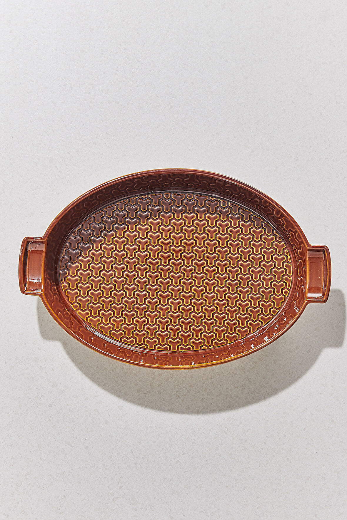 Petek Seramik Oval Fırın Kabı 38.5 cm Amber