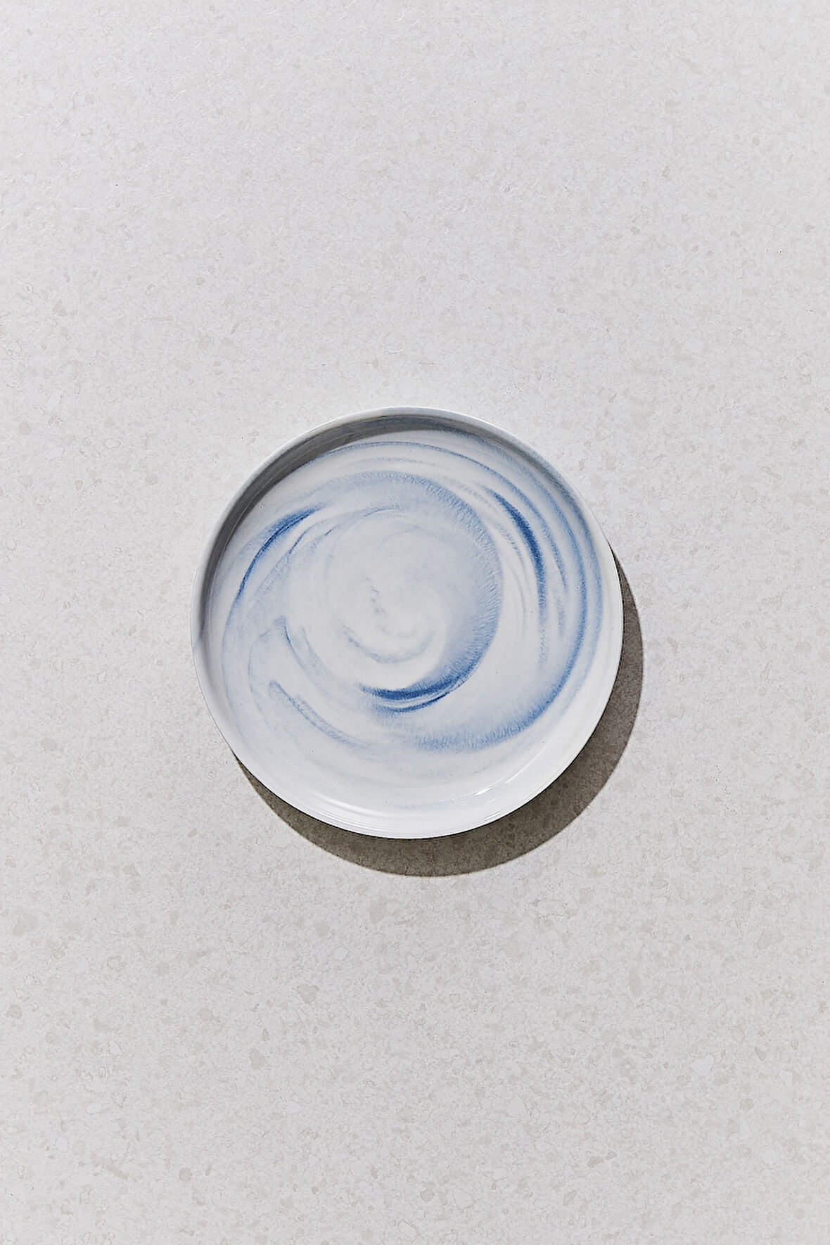 Marble Porselen Servis Tabağı Yuvarlak Mavi