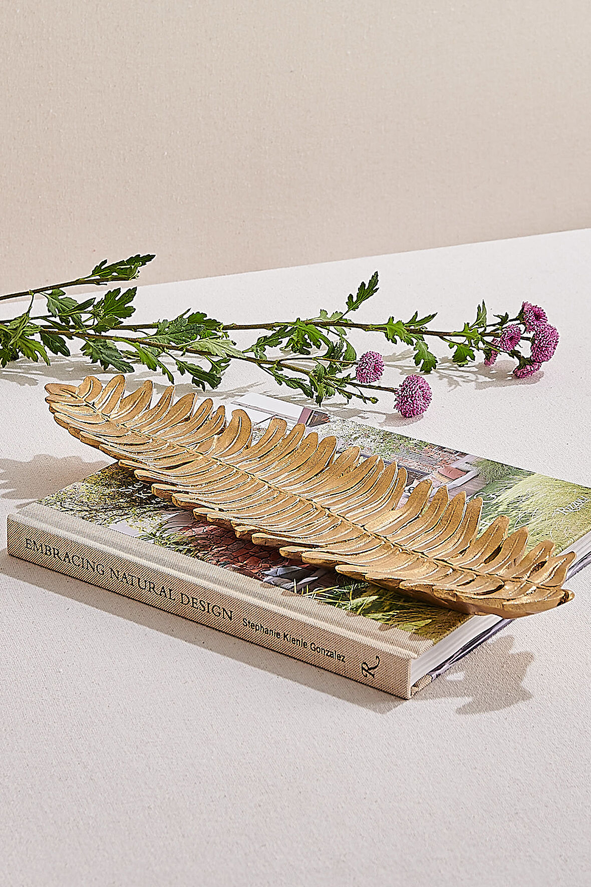 Yaprak 2 Dekoratif Tabak Gold