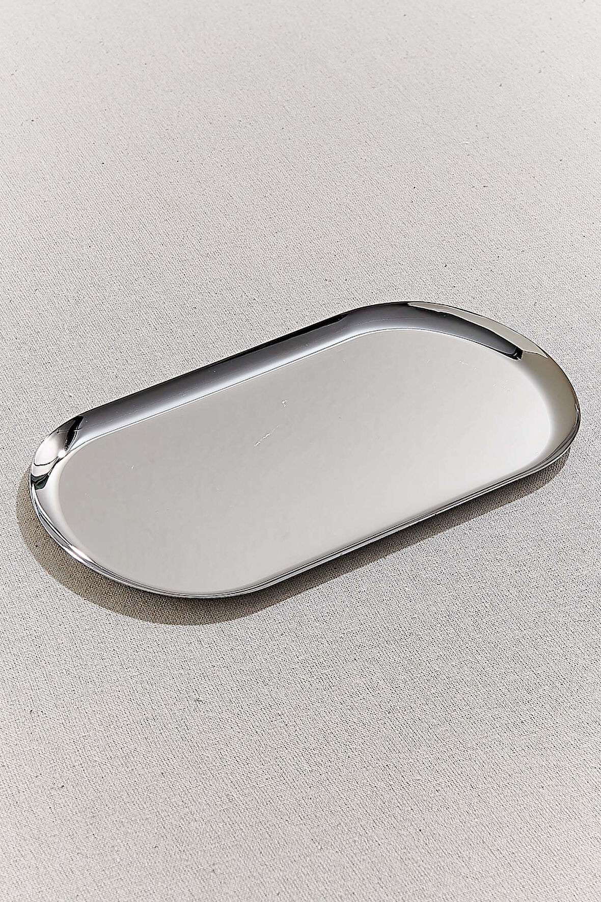Metal Oval Tepsi 24 cm Silver
