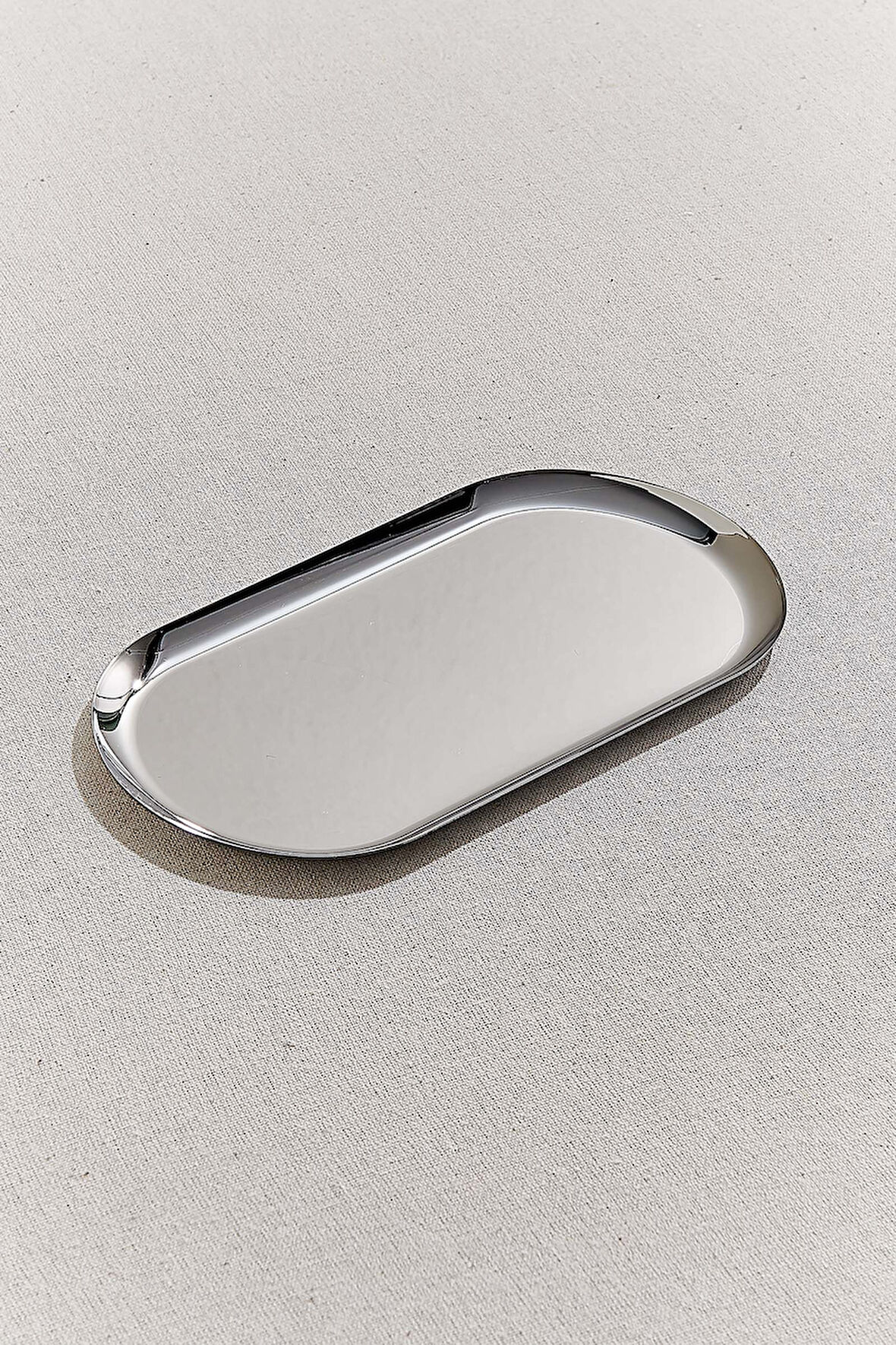 Metal Oval Tepsi 21 cm Silver