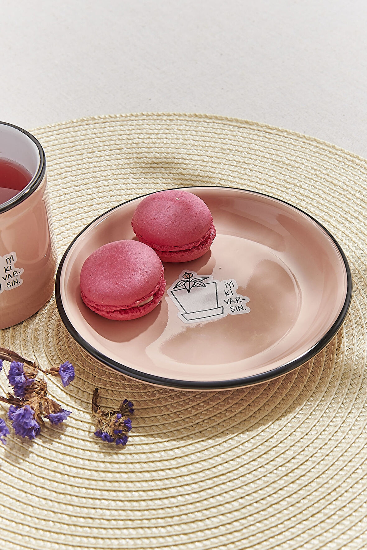 Hisli Şeyler Saksı Tabak Açık Pembe