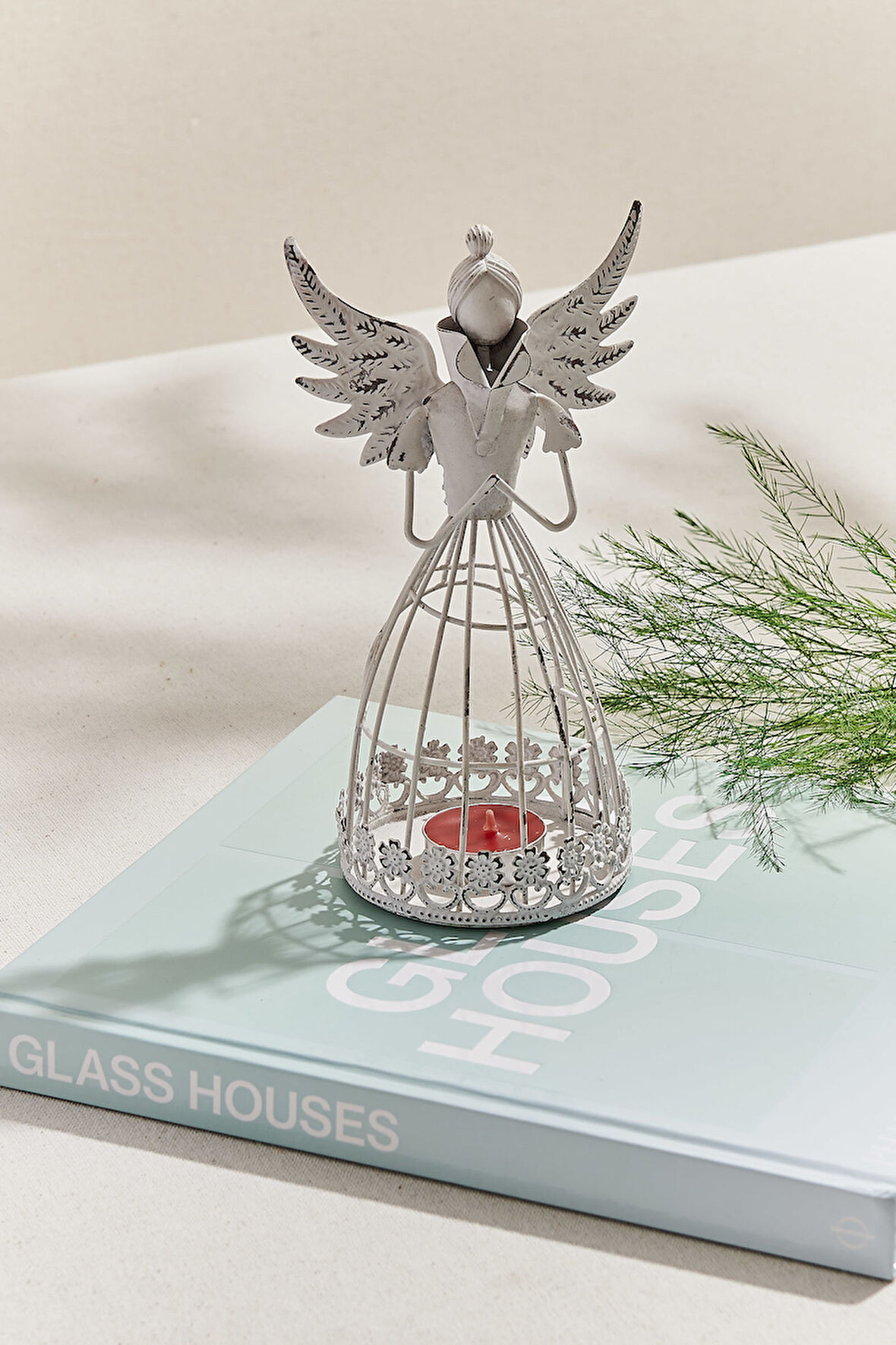 Melek Metal Dekoratif Obje Beyaz