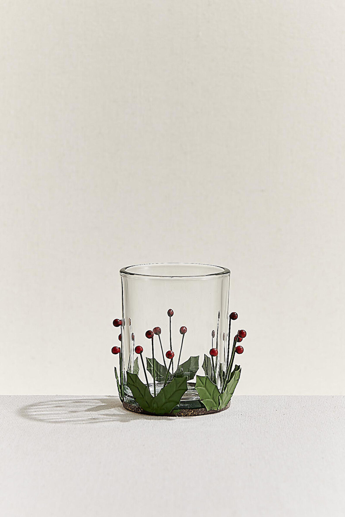 Berry Metal Tealight Mumluk Kırmızı Yeşil