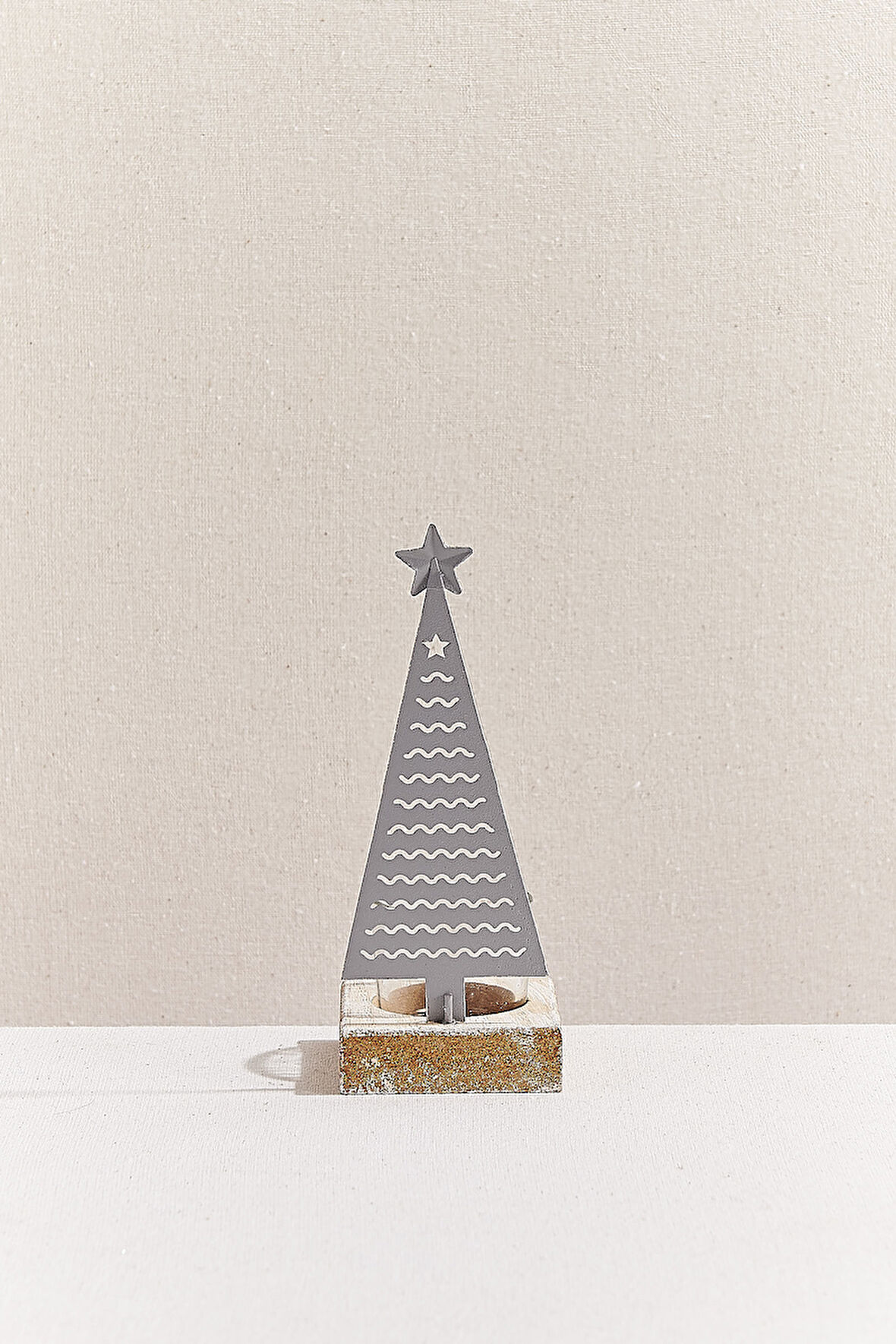 Yılbaşı Ağacı Tealight Mumluk Gri