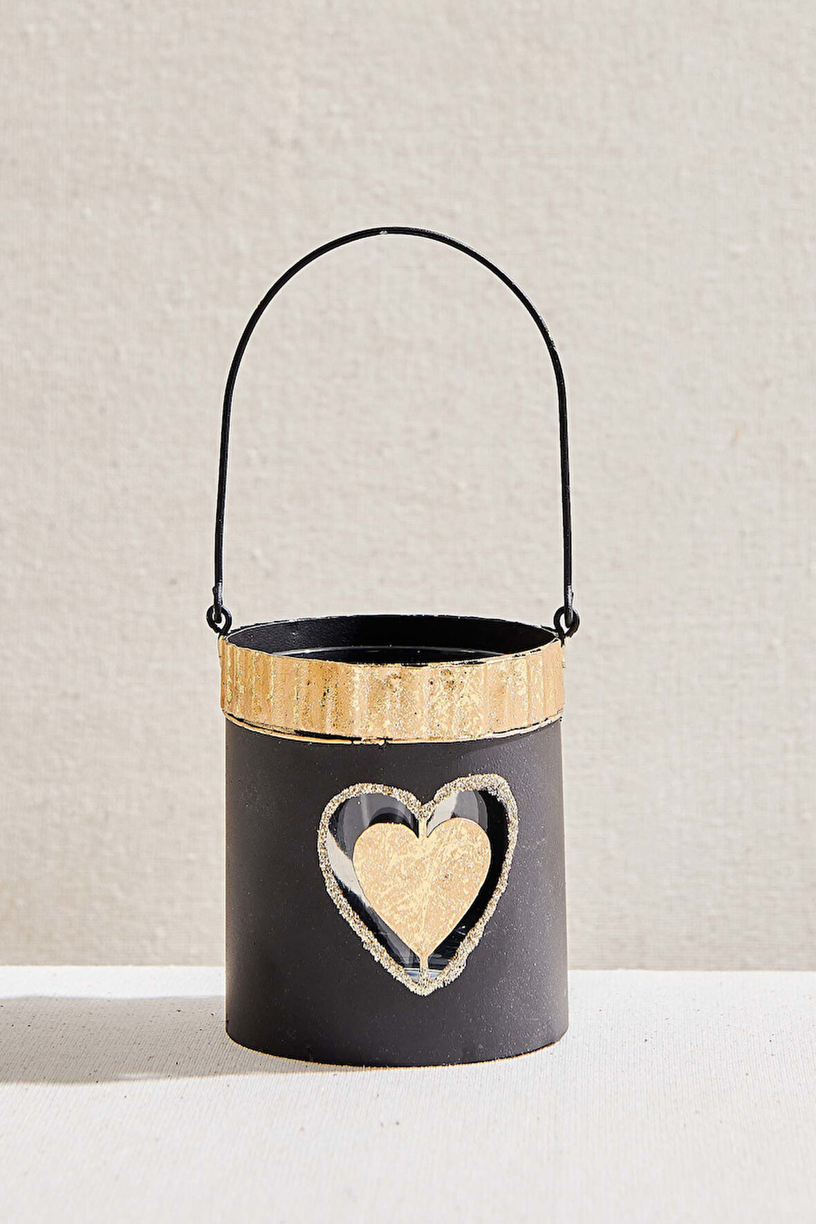 Kalp Askılı Tealight Mumluk Siyah