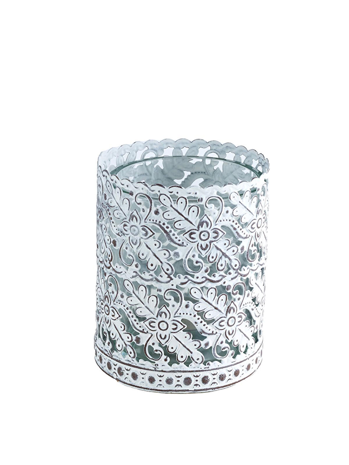 Blossom Metal Tealight Mumluk Beyaz