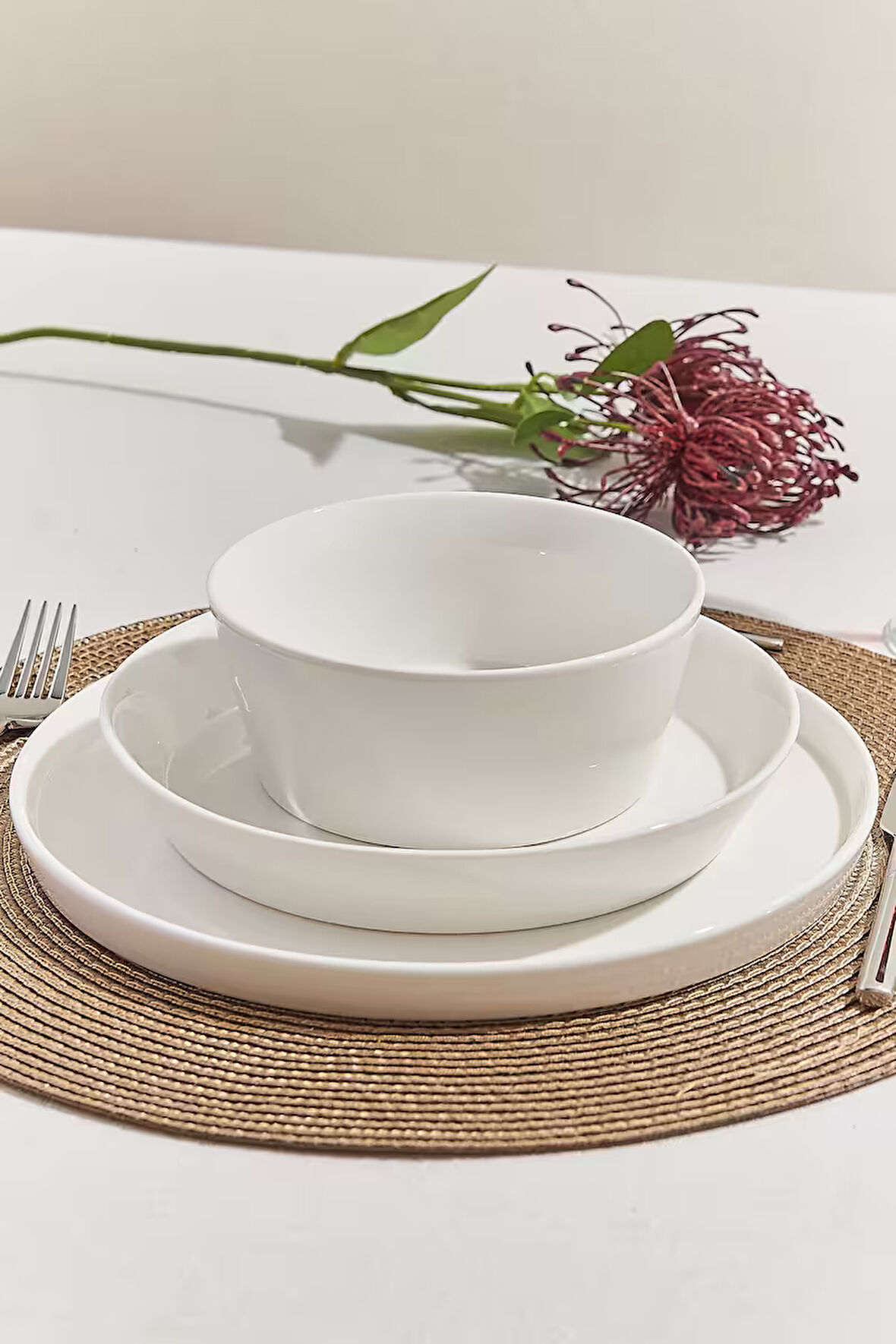 Solid Porselen Salata Kase Beyaz 14 cm