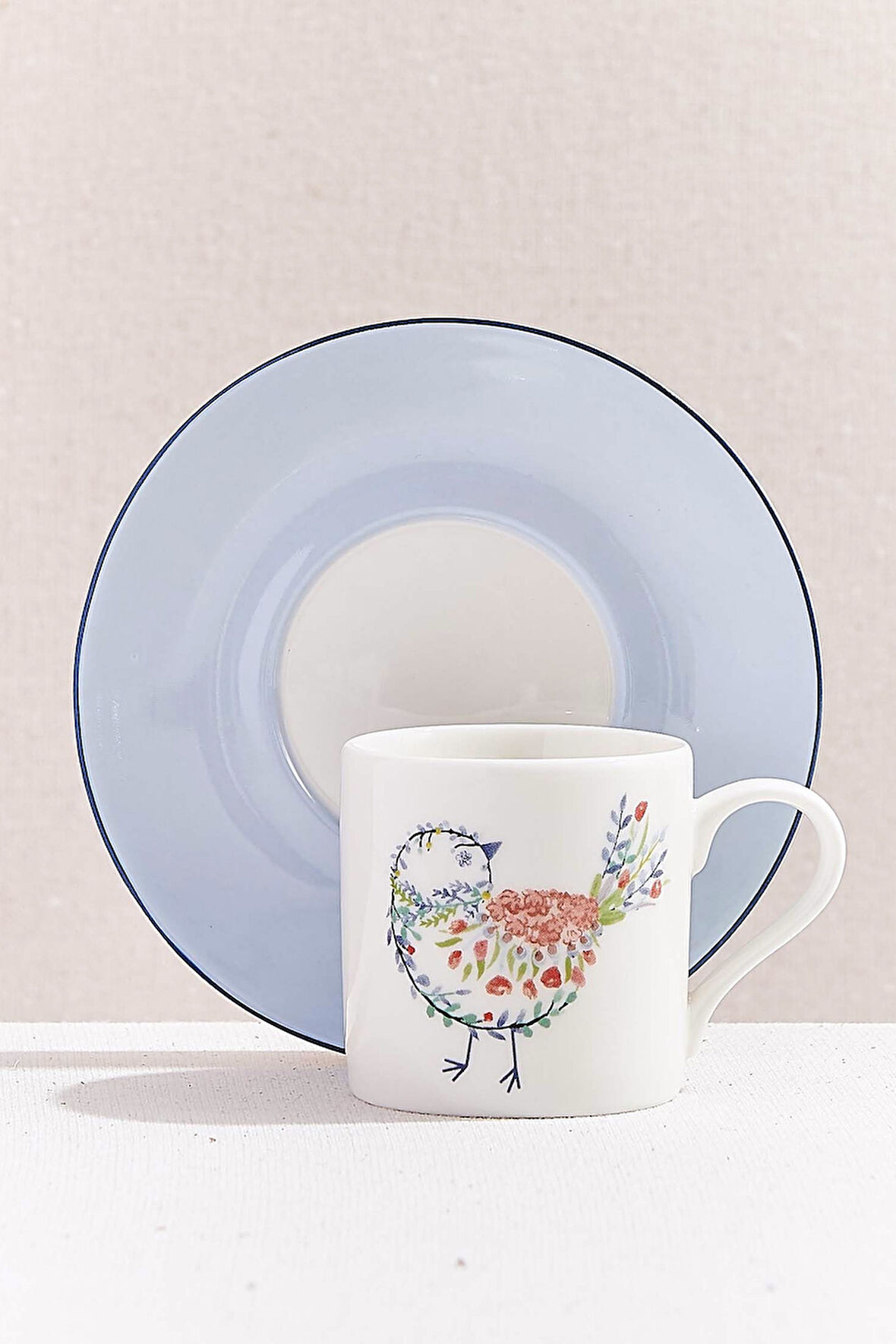 Bird Art Porselen Espresso Fincanı Mavi