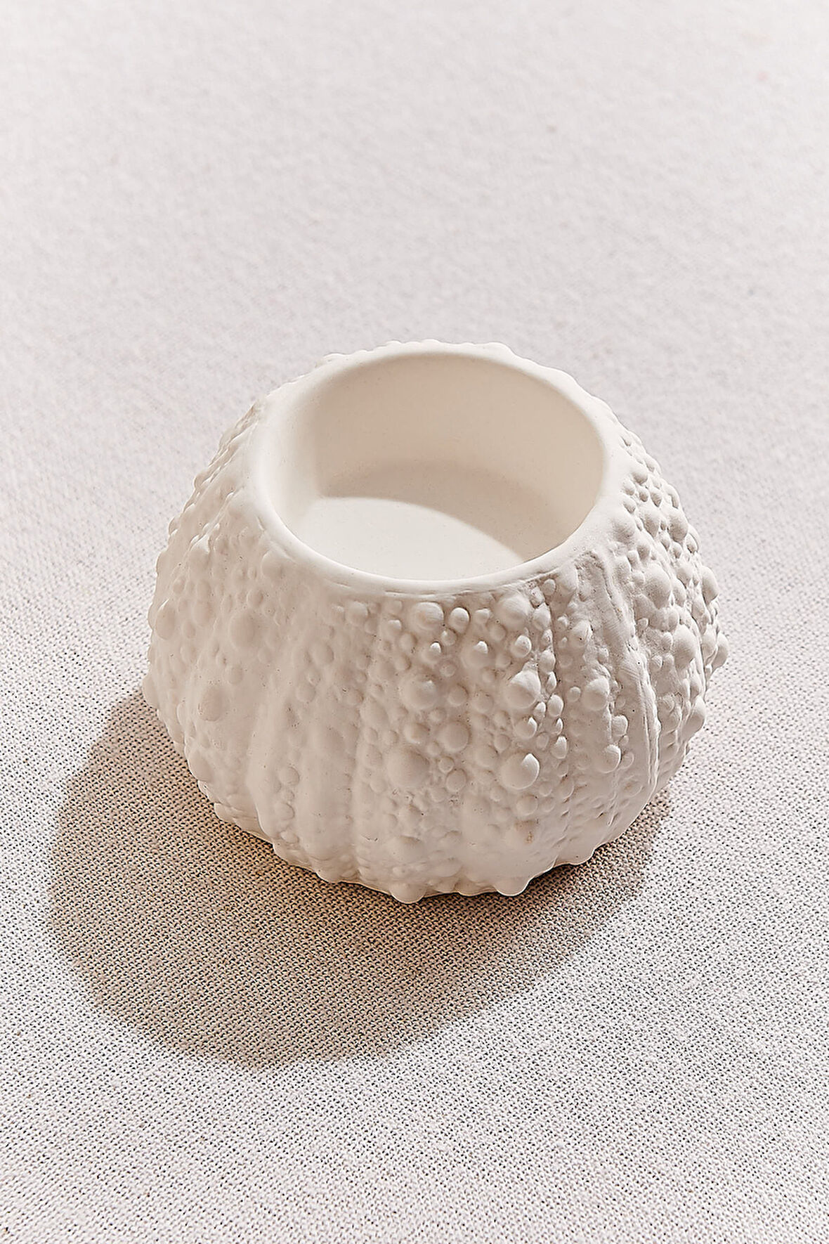 Deniz Kestanesı Porselen Tealight Mumluk Beyaz