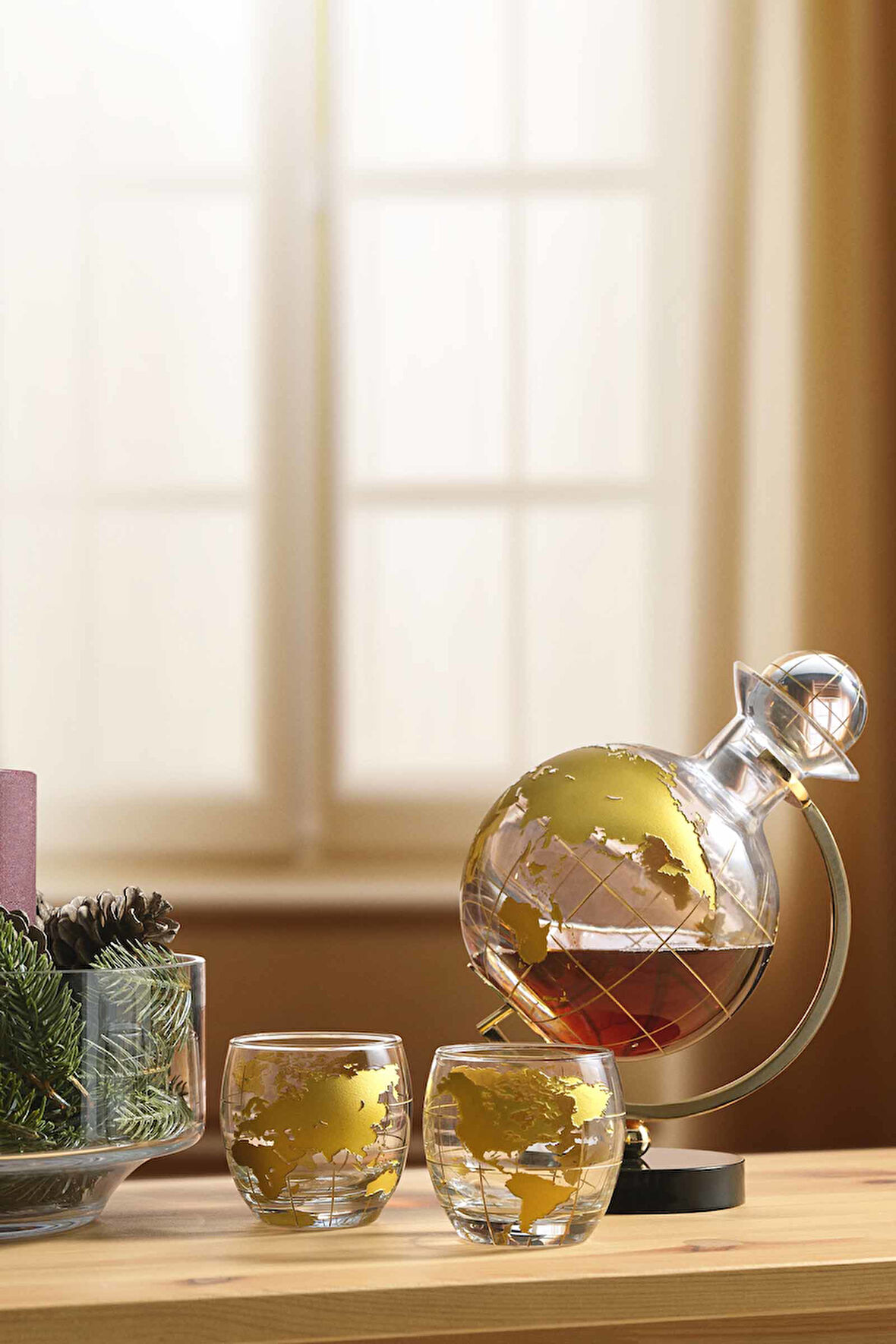 Atlas Viski Şişesi 2'li Bardak Takımı