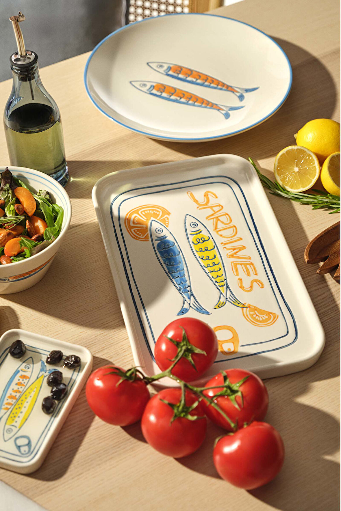 Sardines Dikdörtgen Seramik Servis Tabağı L