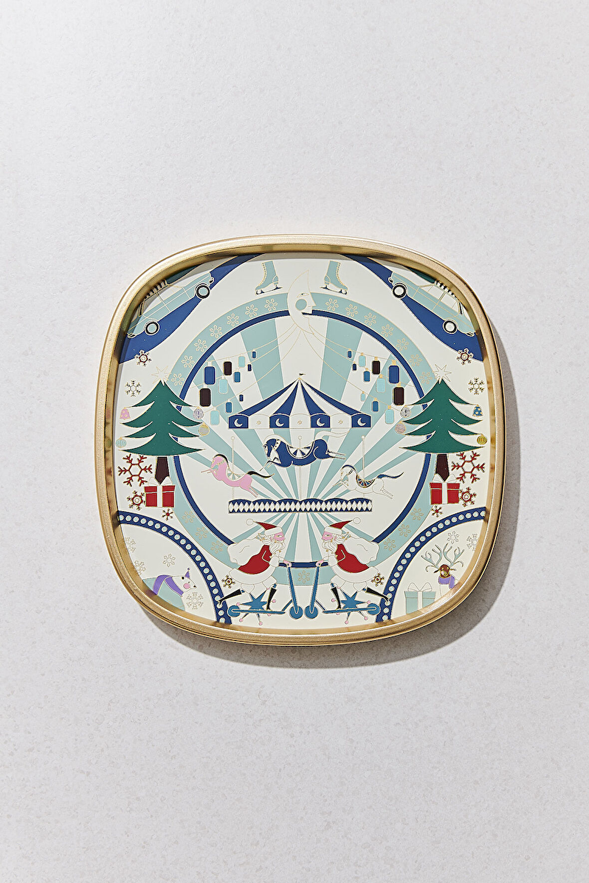 Yılbaşı Ruhu Dekoratif Tepsi Mavi