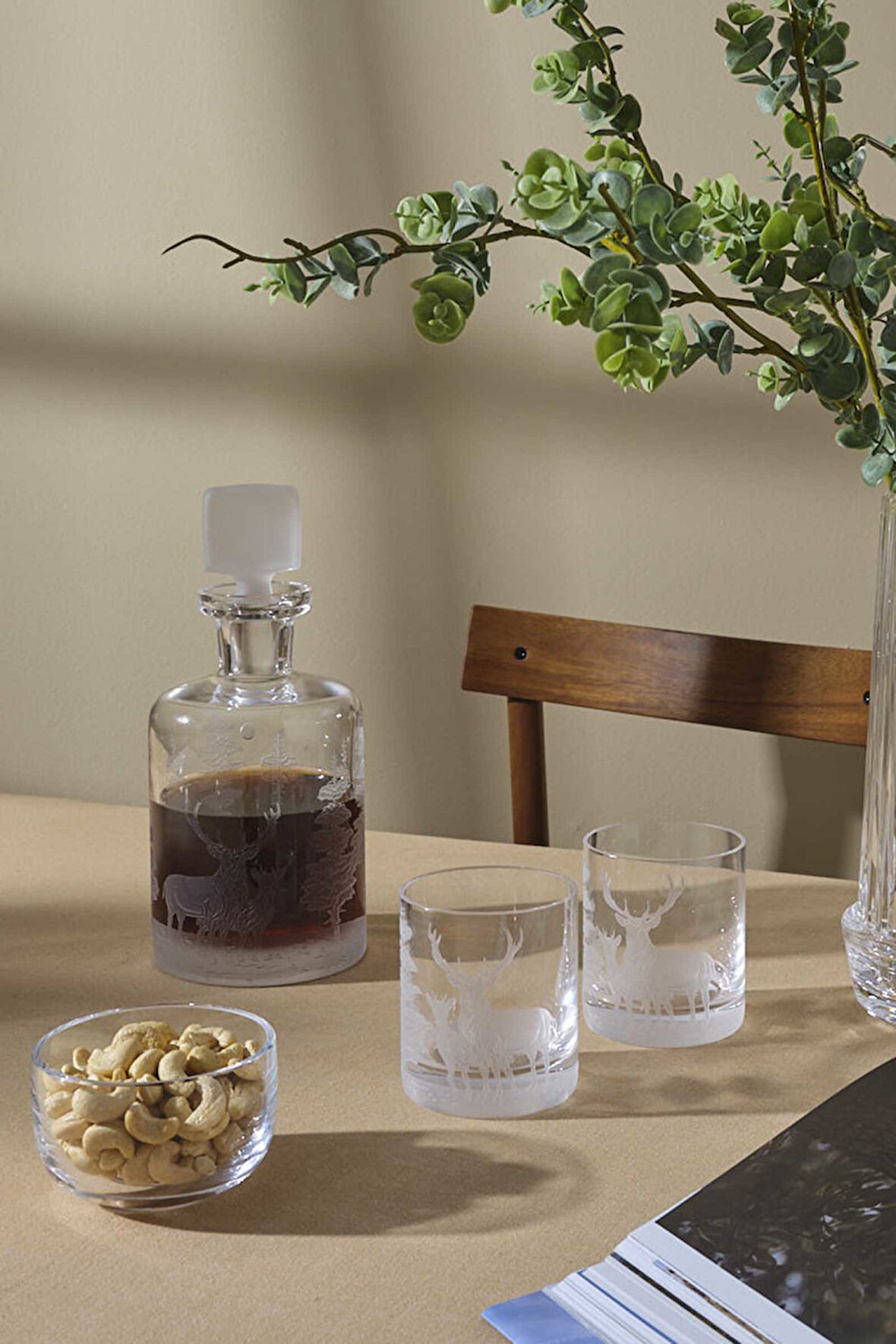 Geyikli Viski Şişe Bardak Takımı