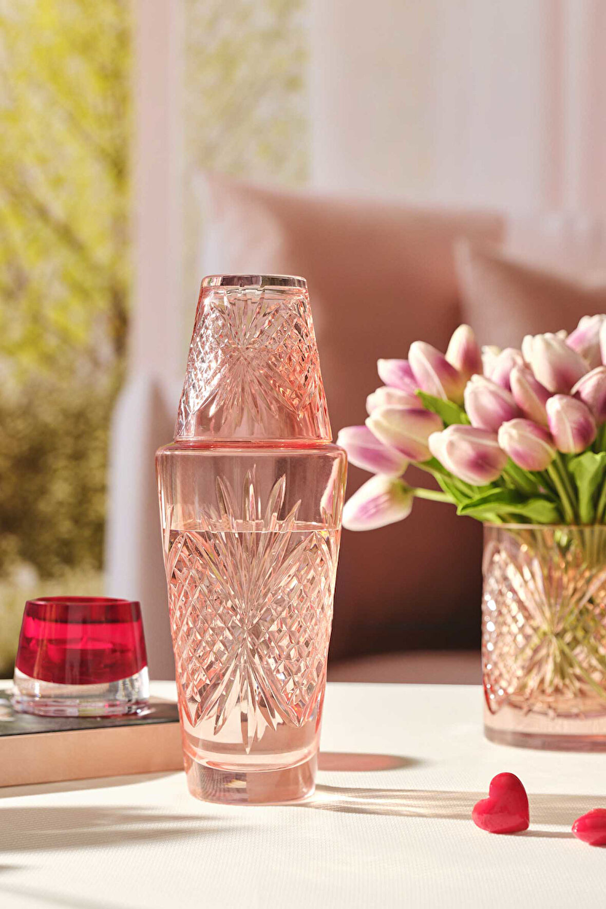 Kuvars Başucu Sürahisi Pembe