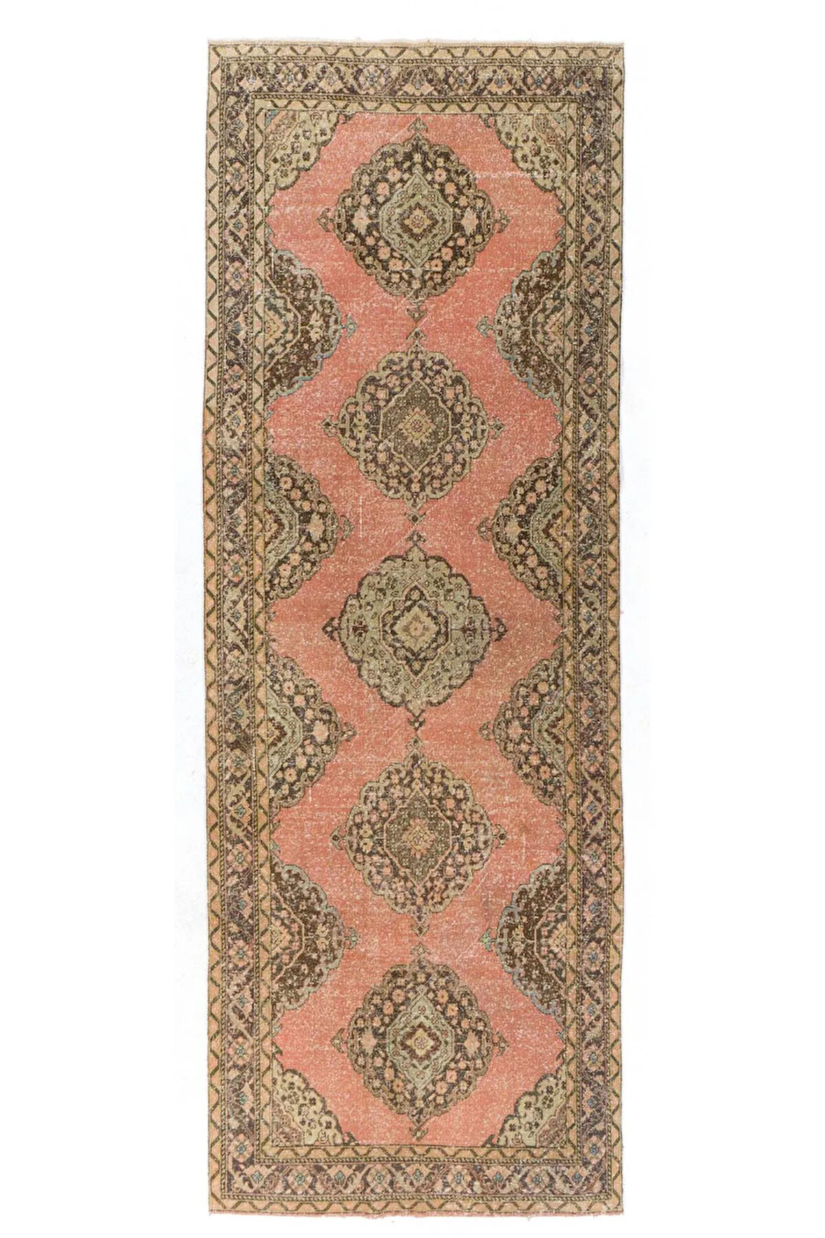 145x410 cm Eski Orta Anadolu'dan Koridor Halısı. Koridor için El Yapımı Halı, Mutfak Halısı