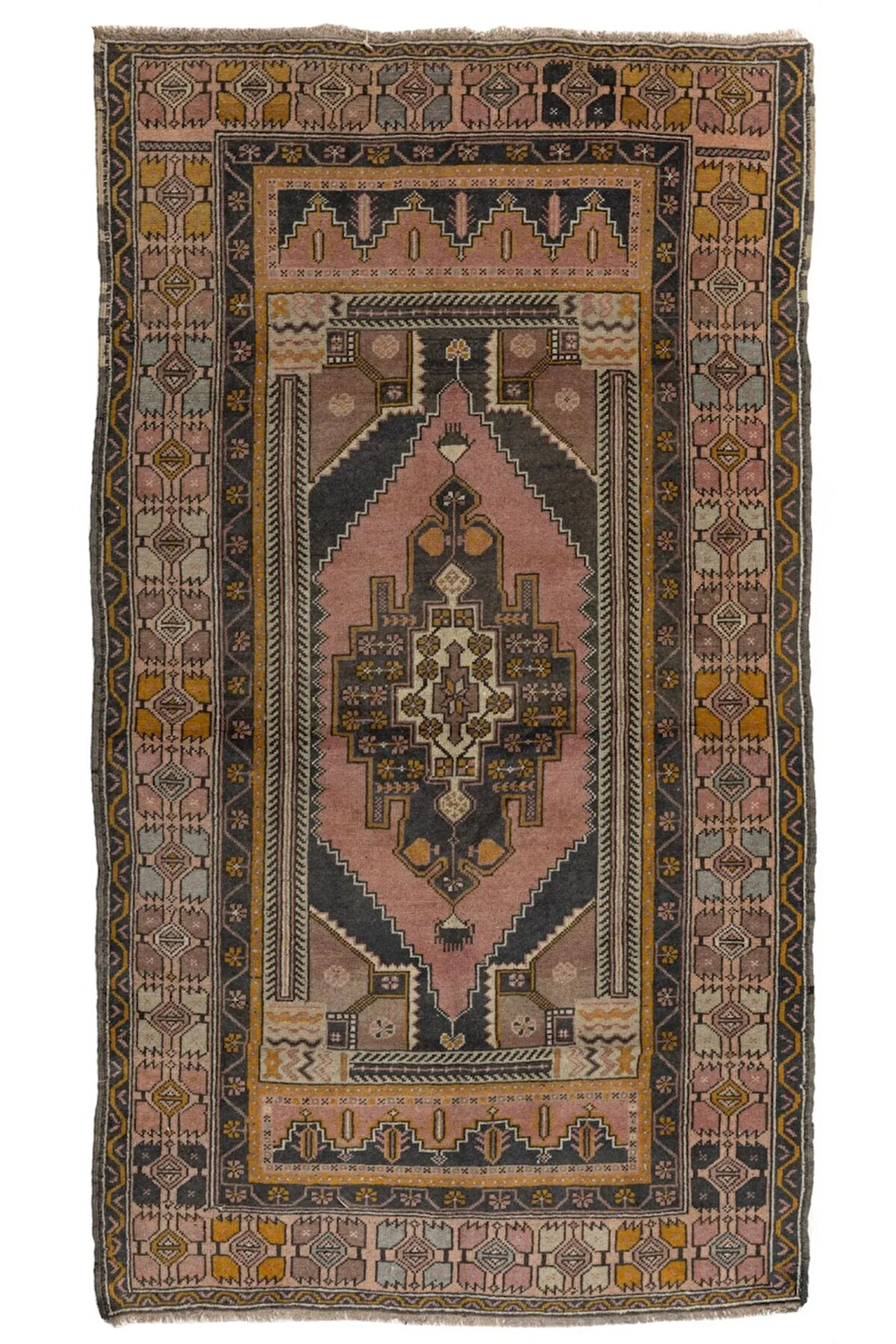 133x222 cm Kabile Stili ile Eşsiz Eski El Yapımı 20. Yüzyıl Ortasından Yün Halı