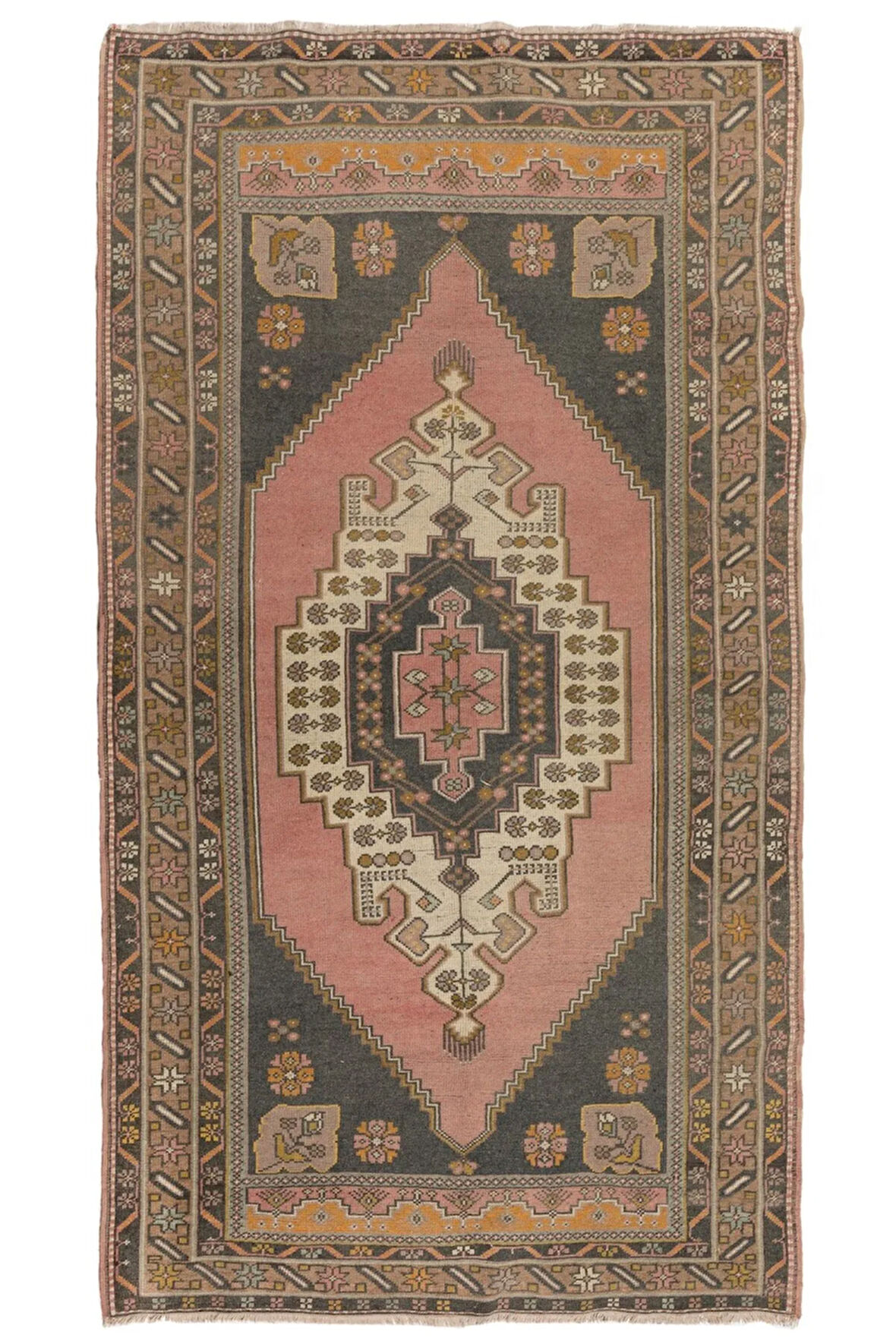 140x250 cm Otantik El Yapımı Eski Köy Halısı, Dekoratif Alan Halısı