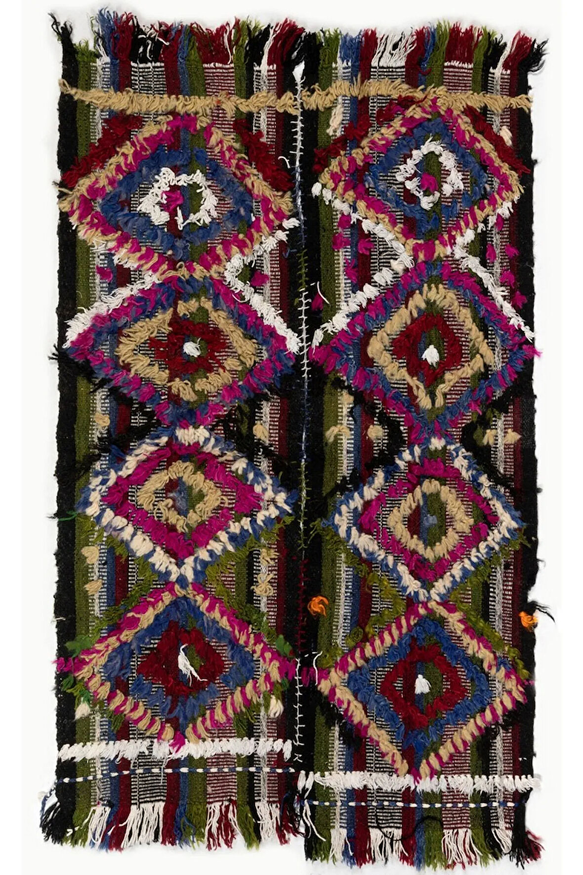 85x115 cm Çok Renkli Eski El Yapımı Orta Anadolu Kilimi, Duvar Askısı