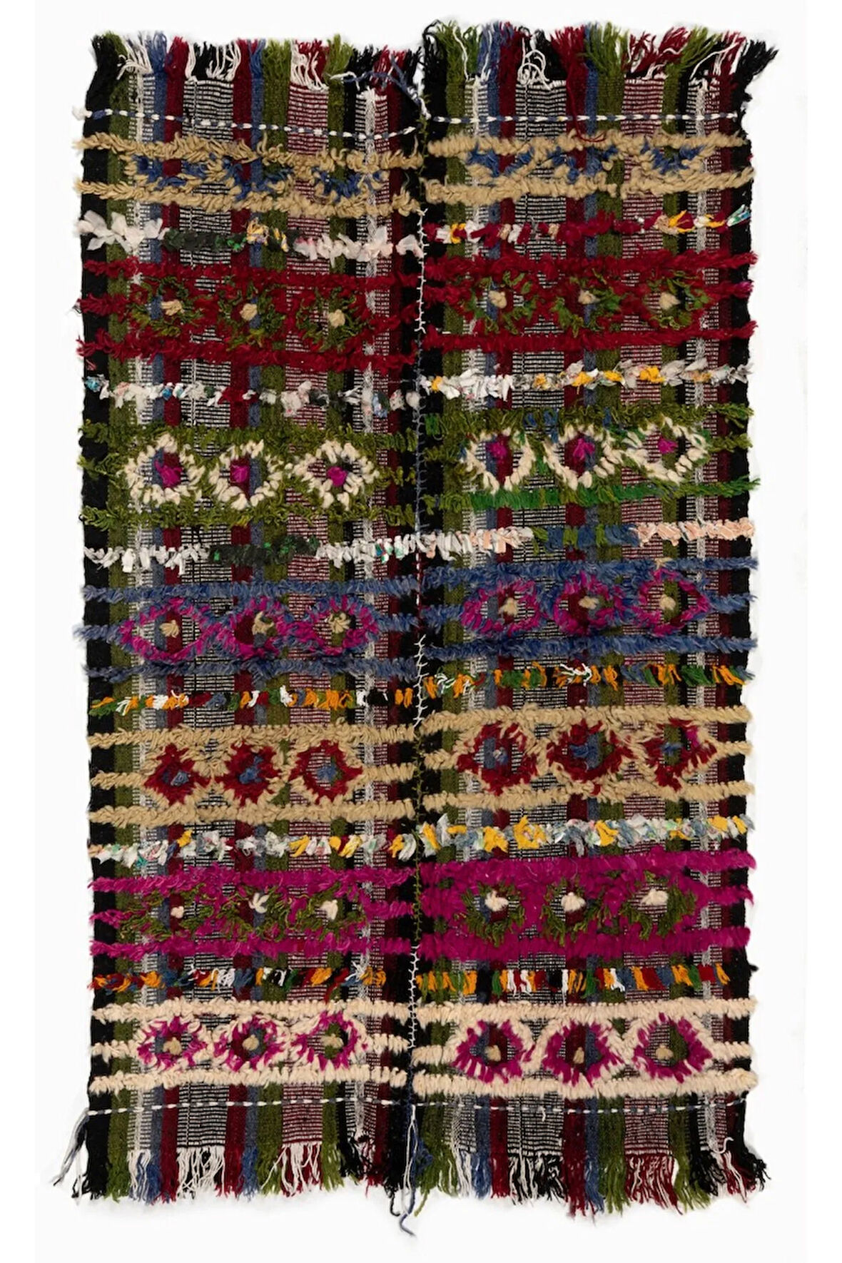 90x140 cm Çok Renkli Eski El Dokuması Türk Kilimi. Yatak, Zemin, Kanepe Örtüsü veya Duvar Askısı