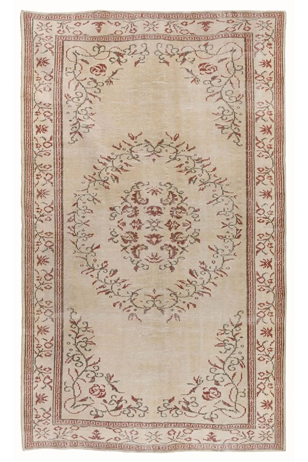 183x287 cm Eski Uşak Halısı, Ev ve Ofis Dekoru için İdeal. Güneşte Soldurulmuş El Yapımı Halı