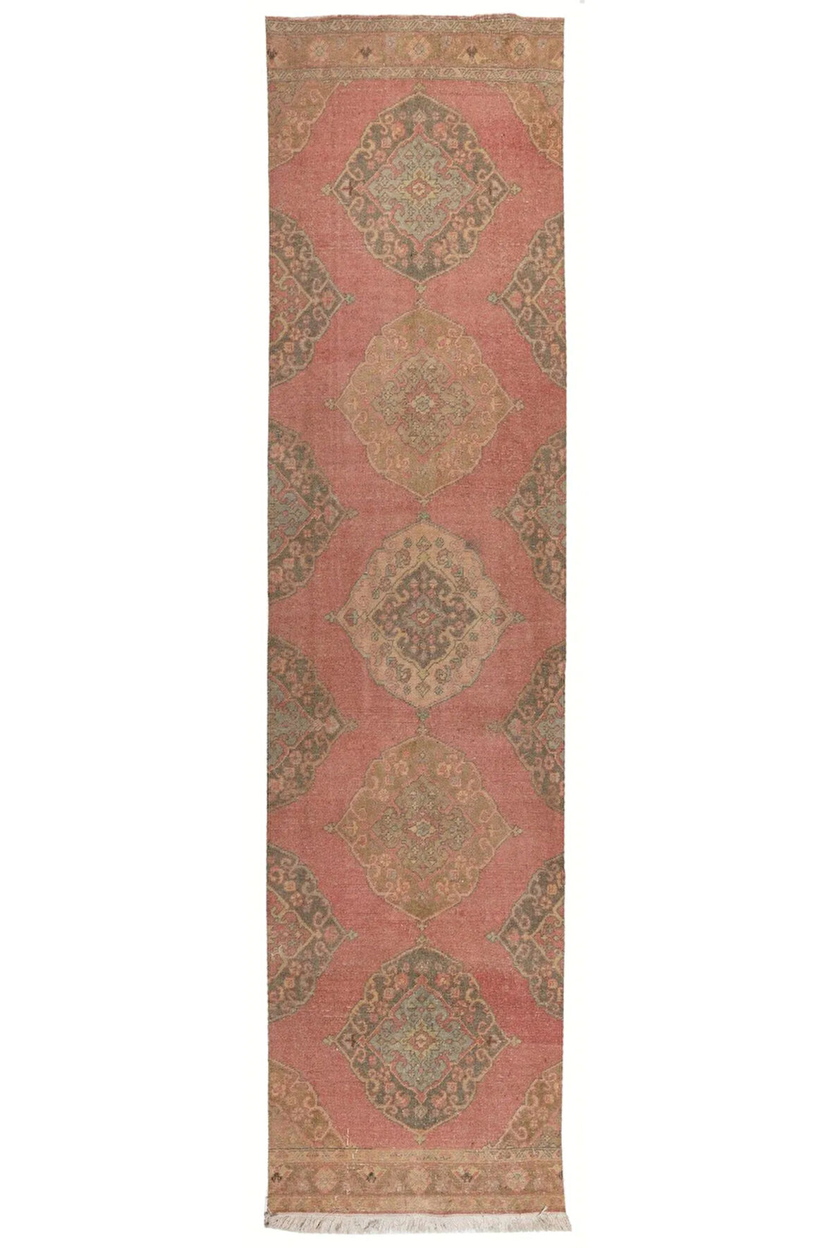 95x383 cm Geleneksel, Rustik, Kır Evi tarzı için Eski Oushak Runner Halısı