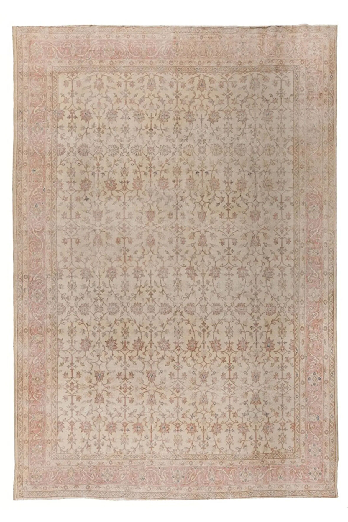 288x385 cm Yumuşak, Sessiz Renklerde Eski El Düğümlü Uşak Halı