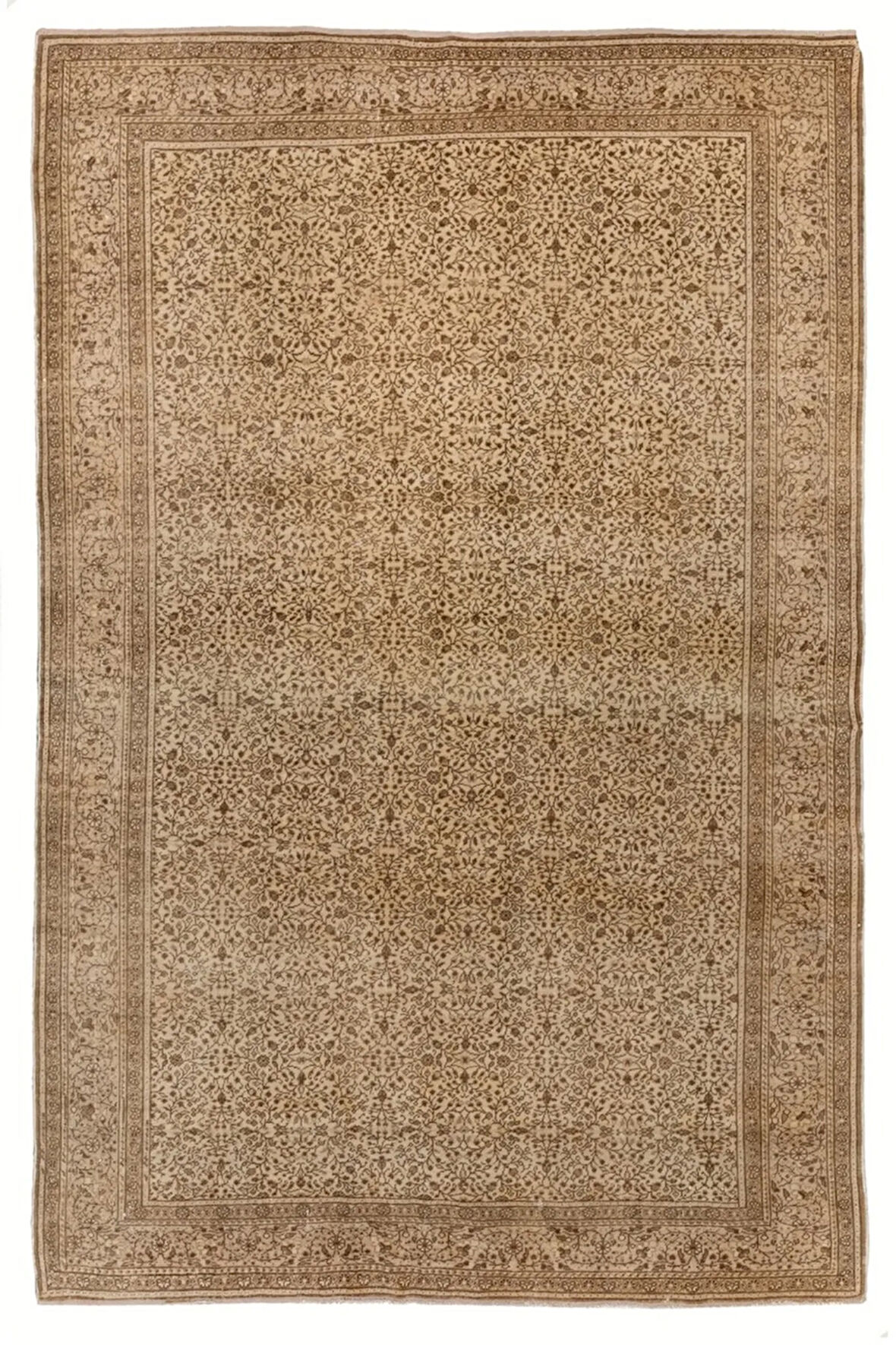 193x277 cm Çiçek Desenli El Dokuması Eski Türk Alan Halısı