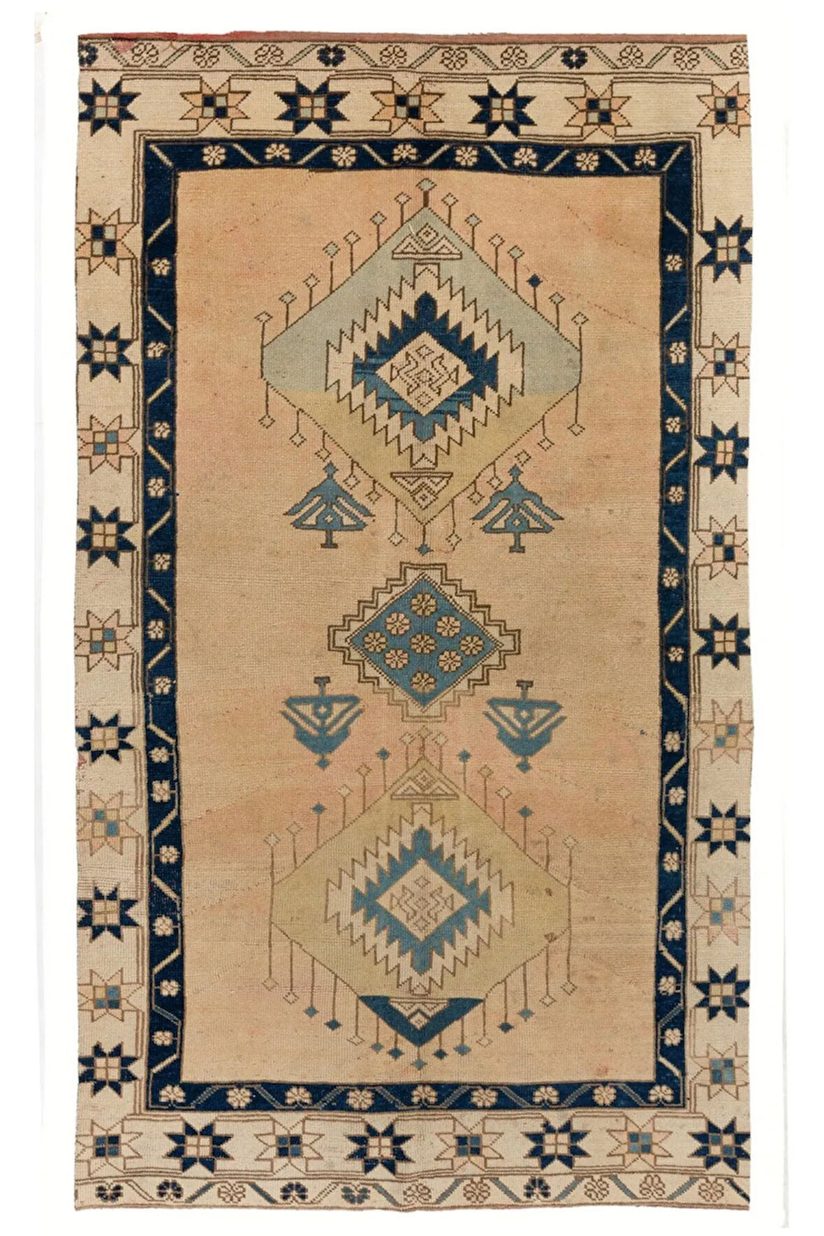 143x245 cm Eski El Yapımı Orta Anadolu Halısı, %100 Yün