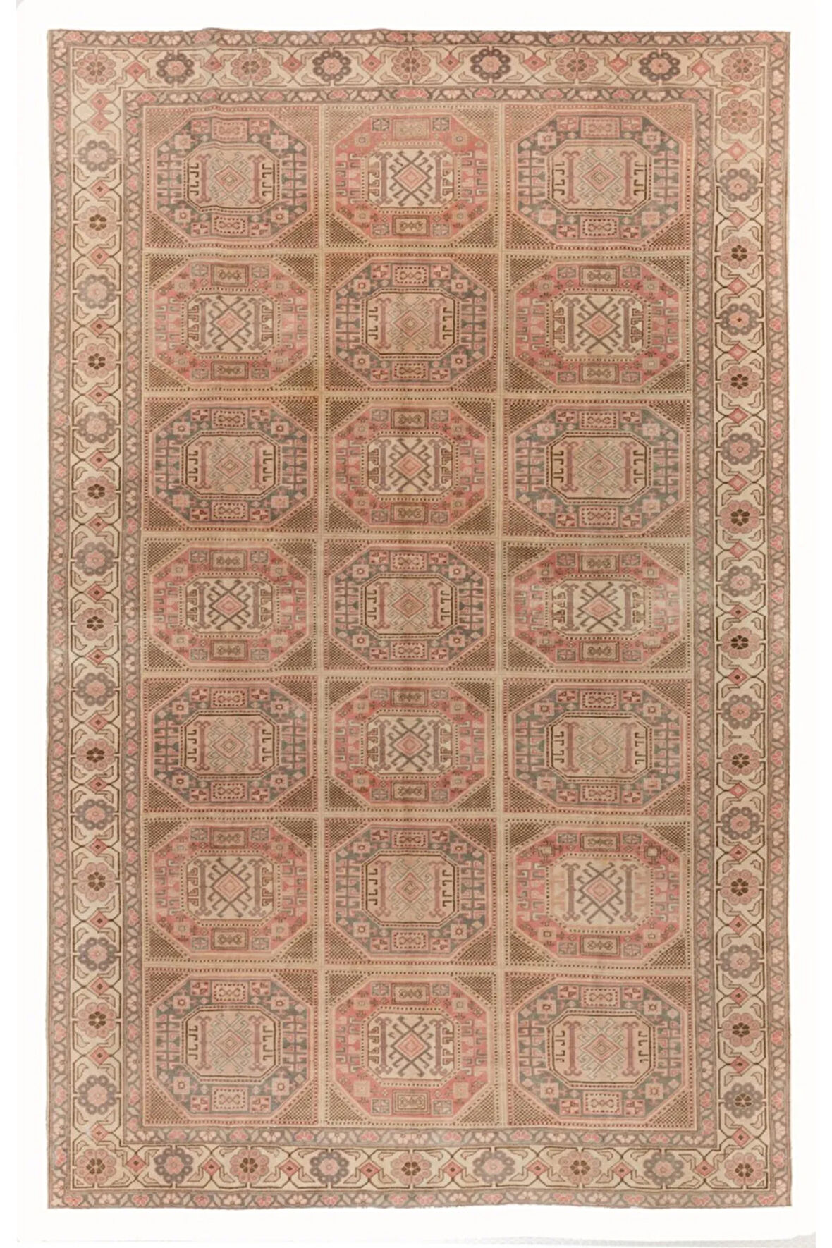 200x295 cm El Düğümlü Eski Kayseri Halısı, Yumuşak Renkler, Yün ve Pamuklu Halı