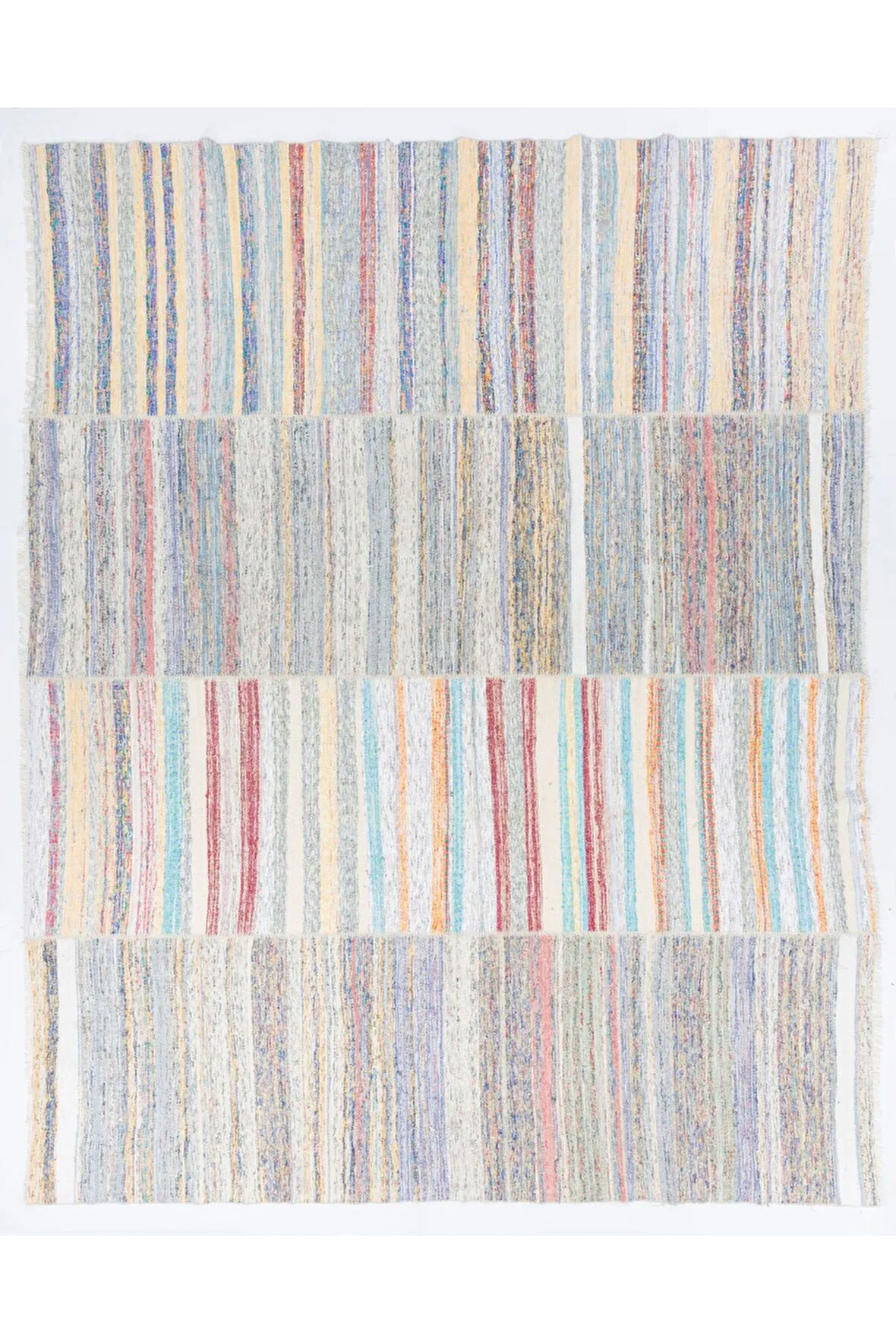 348x440 cm Yumuşak Renklerde Büyük Kilim, Ölçü Ayarlanabilir, Pamuklu Çaput